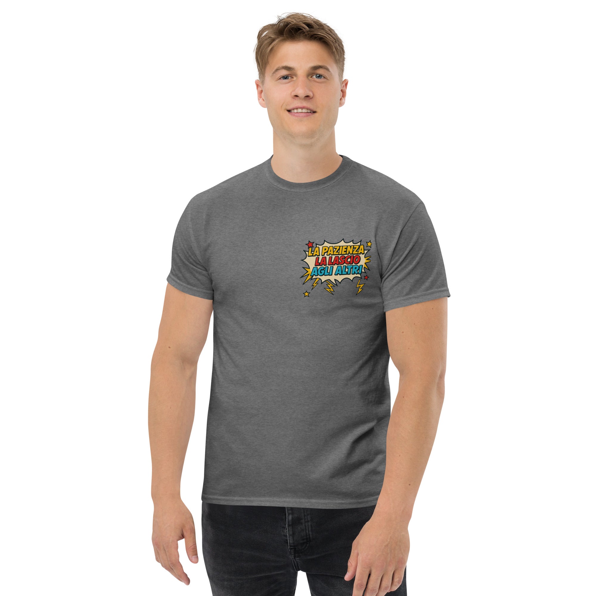 T-Shirt Unisex Stampata 100% Cotone – Confortevole – Design La pazienza la lascio agli altri-Biiply