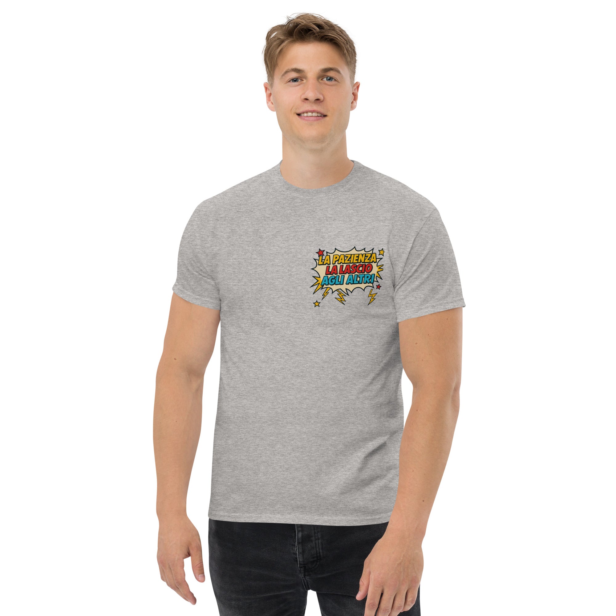 T-Shirt Unisex Stampata 100% Cotone – Confortevole – Design La pazienza la lascio agli altri-Biiply