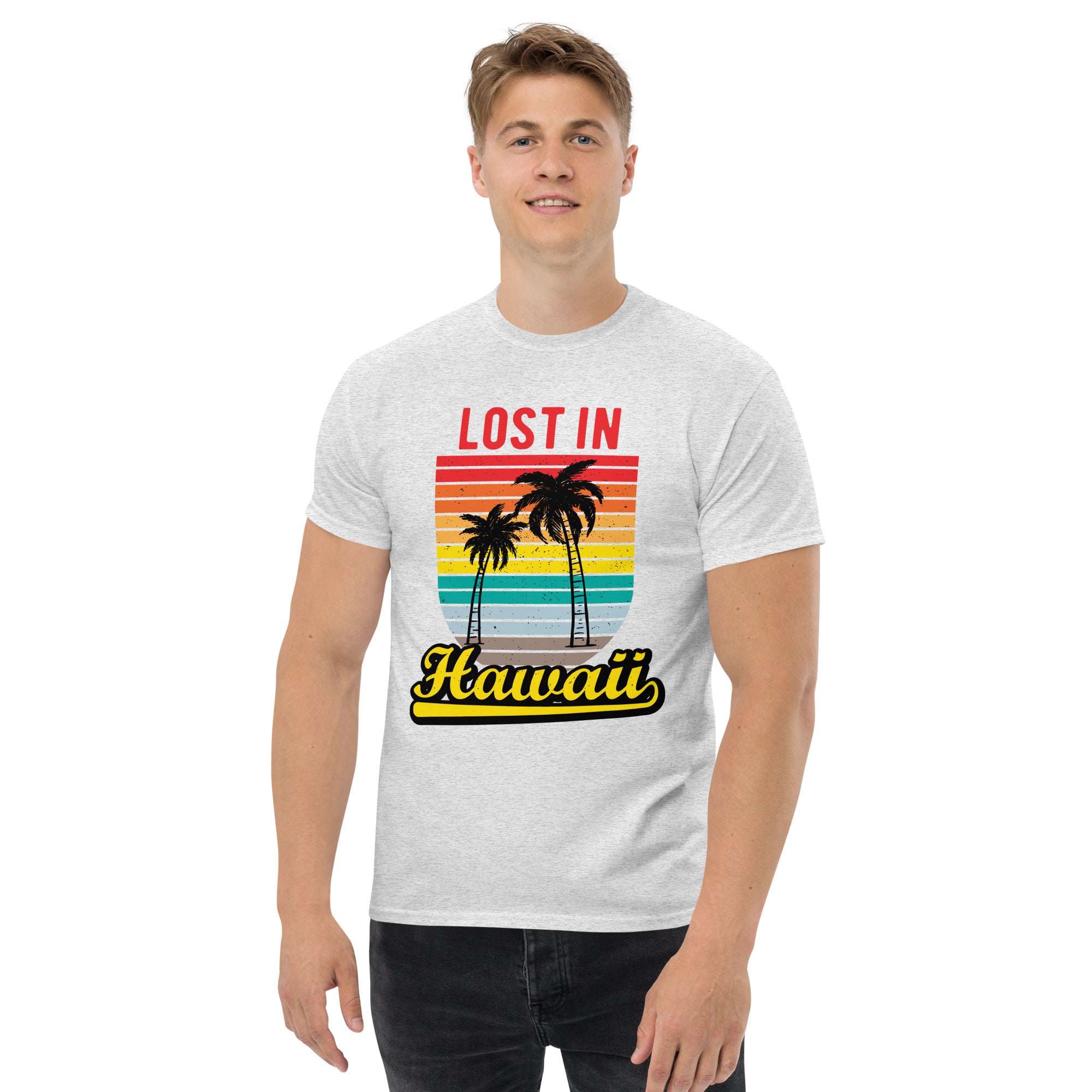 T-Shirt Unisex Stampata 100% Cotone – Confortevole – Design Lost in Hawaii-Biiply