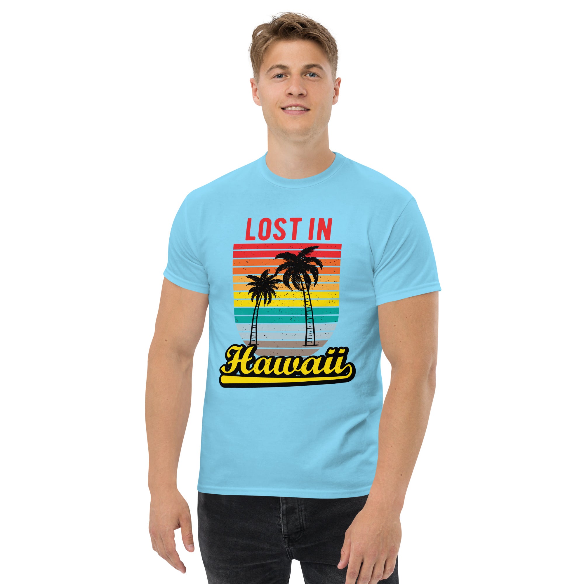 T-Shirt Unisex Stampata 100% Cotone – Confortevole – Design Lost in Hawaii-Biiply