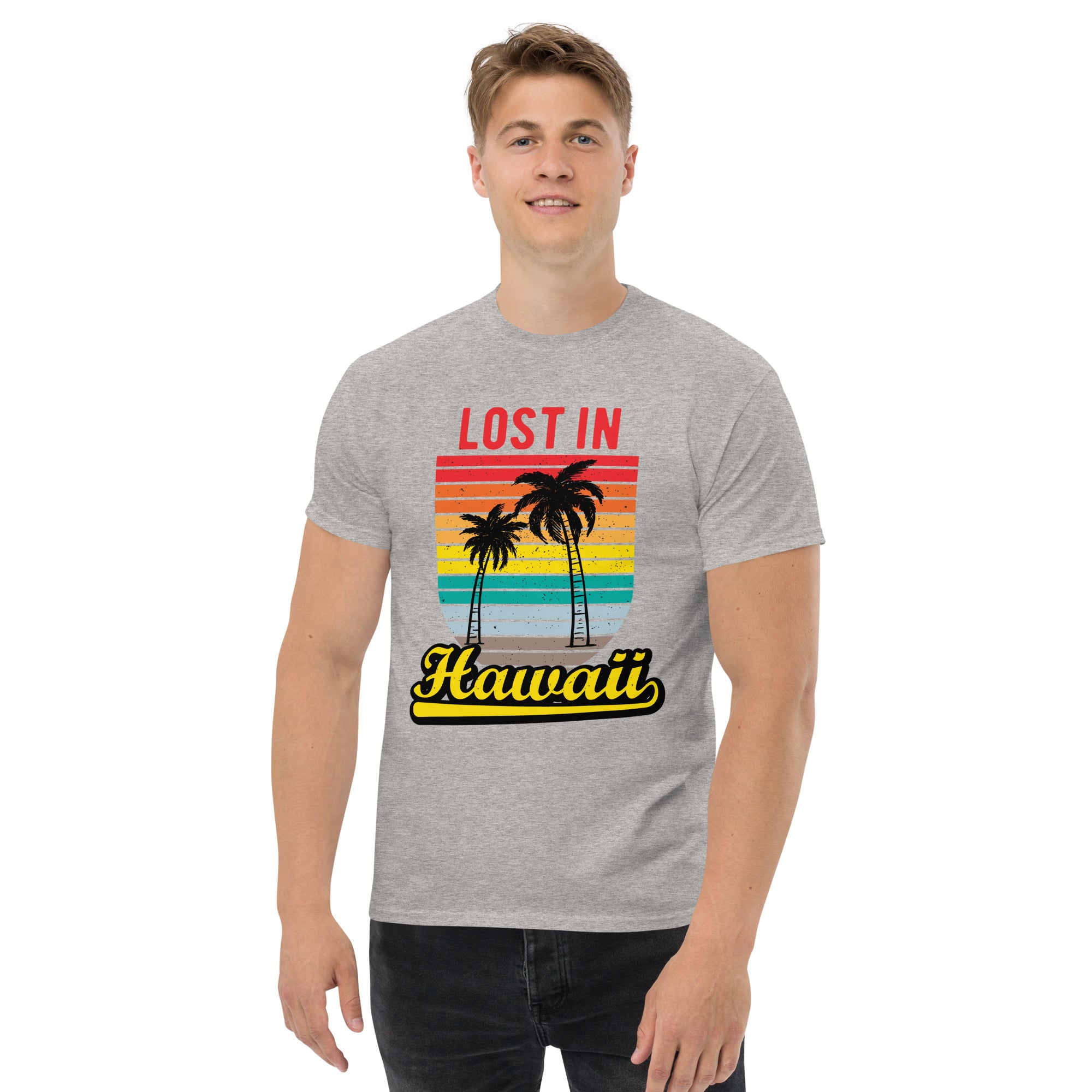 T-Shirt Unisex Stampata 100% Cotone – Confortevole – Design Lost in Hawaii-Biiply