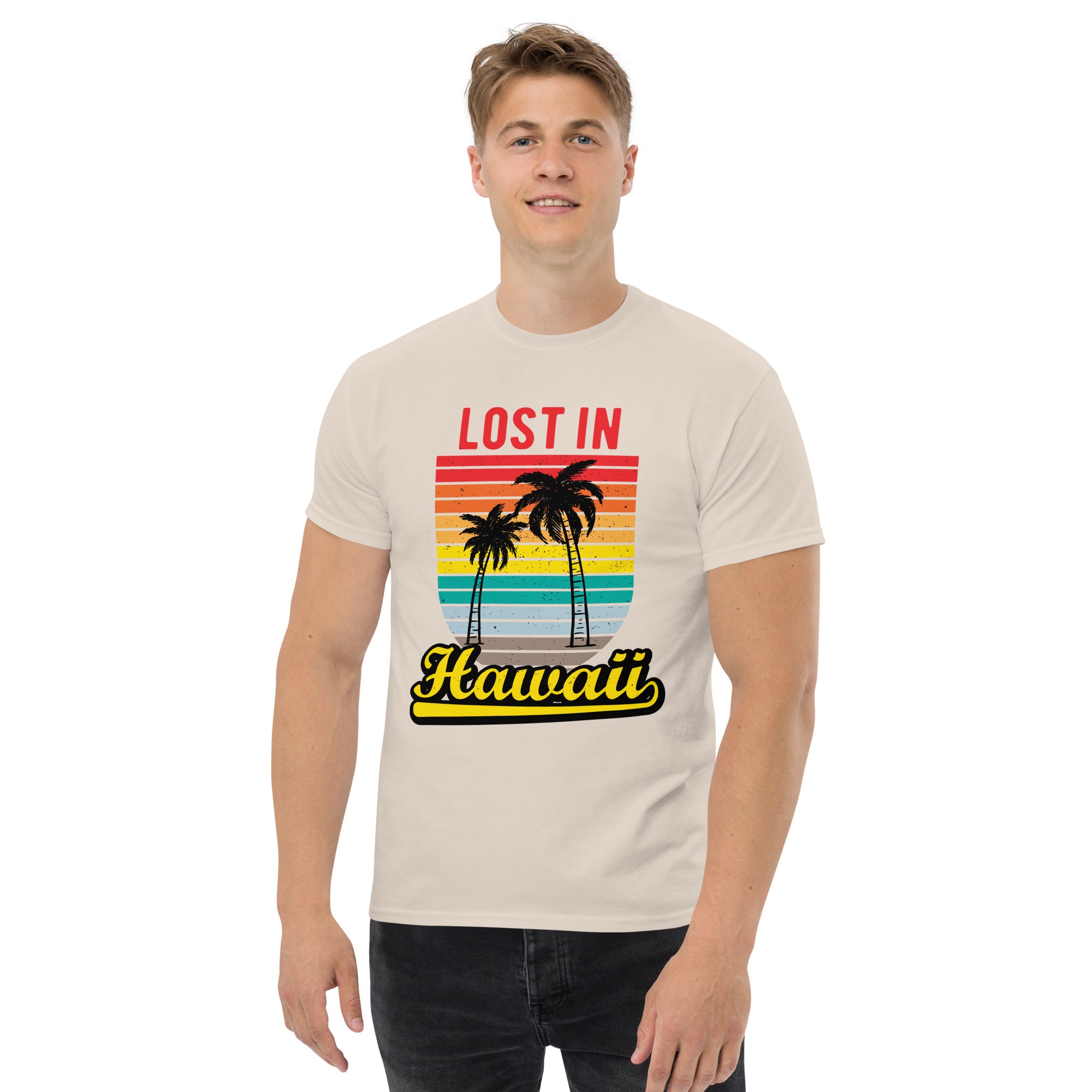 T-Shirt Unisex Stampata 100% Cotone – Confortevole – Design Lost in Hawaii-Biiply