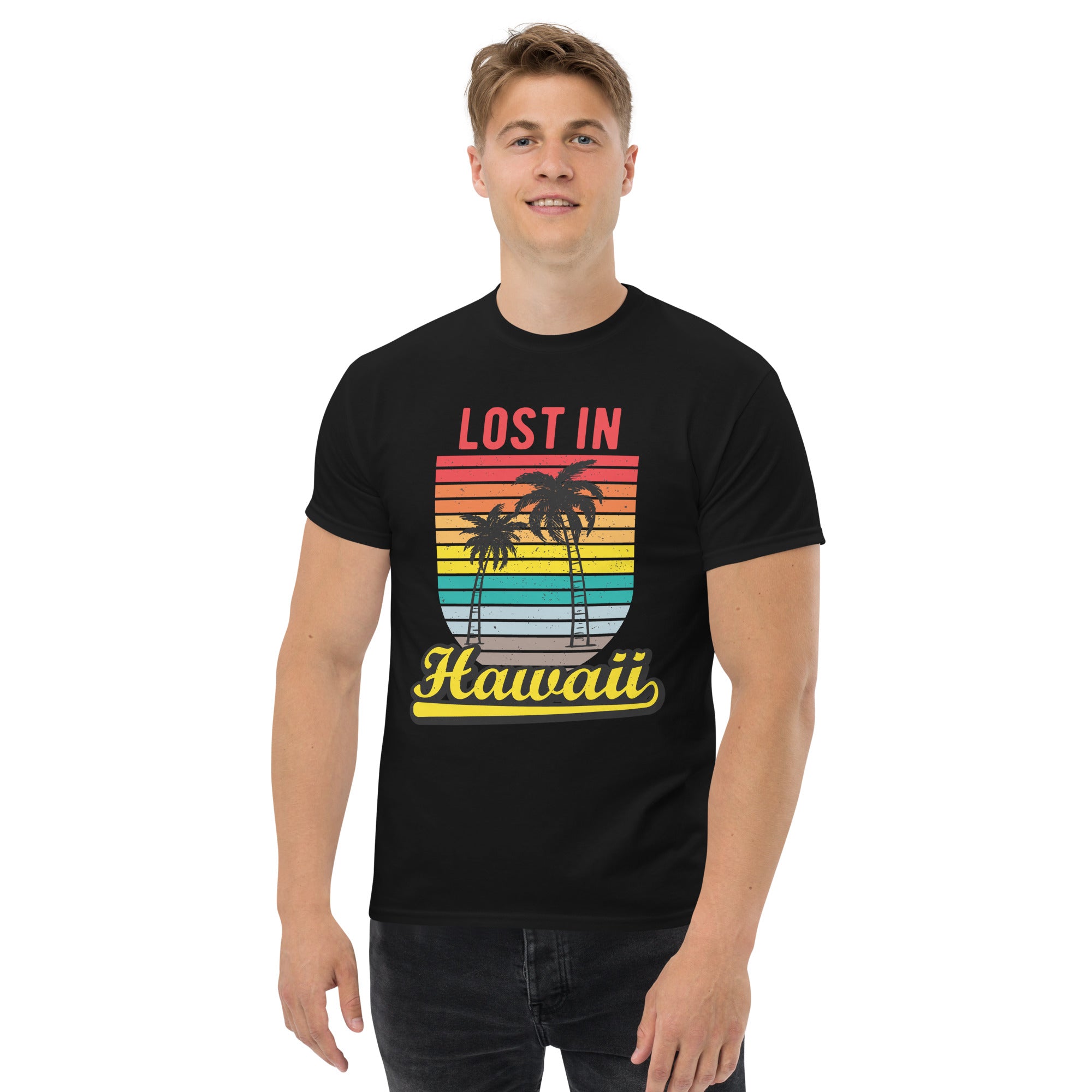 T-Shirt Unisex Stampata 100% Cotone – Confortevole – Design Lost in Hawaii-Biiply