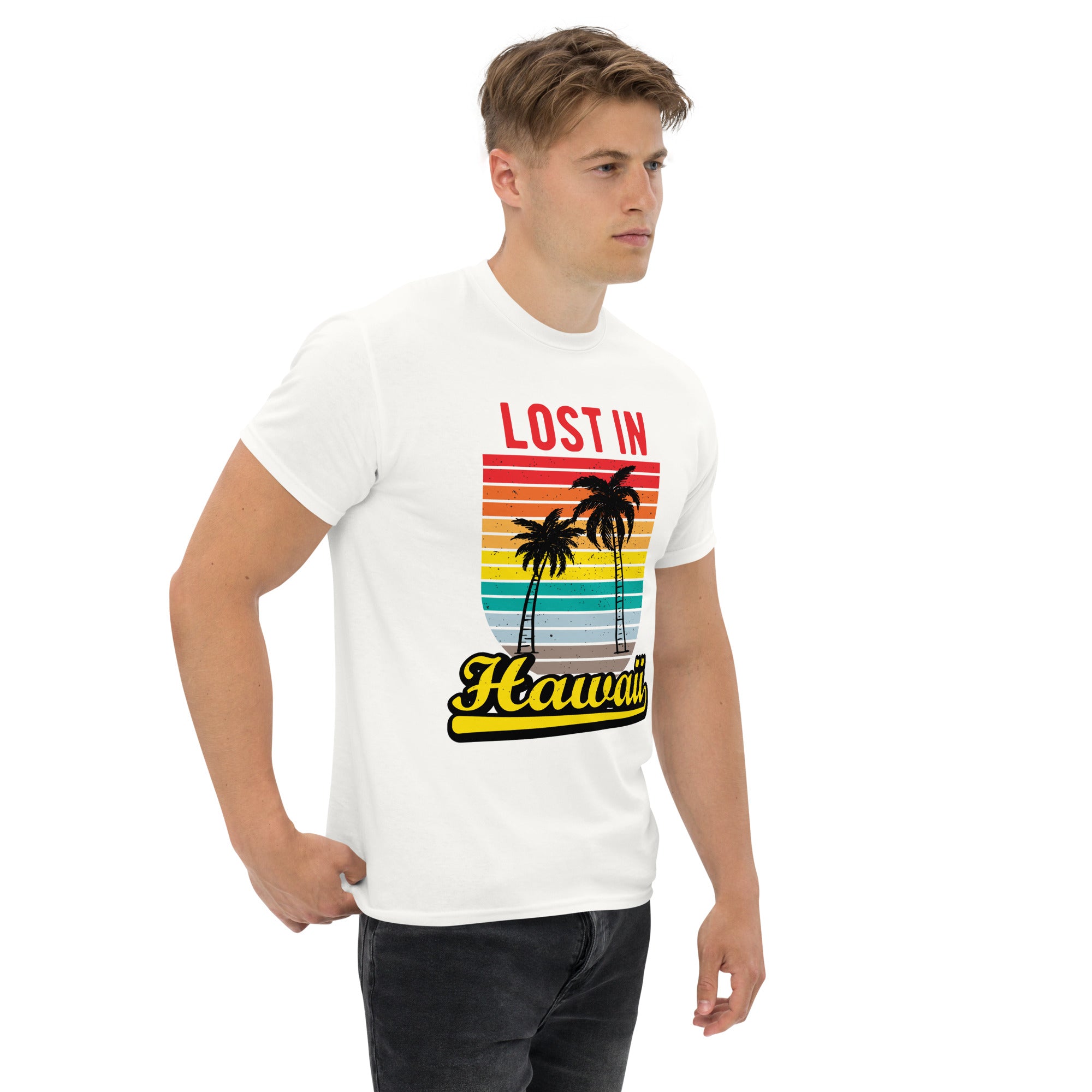 T-Shirt Unisex Stampata 100% Cotone – Confortevole – Design Lost in Hawaii-Biiply
