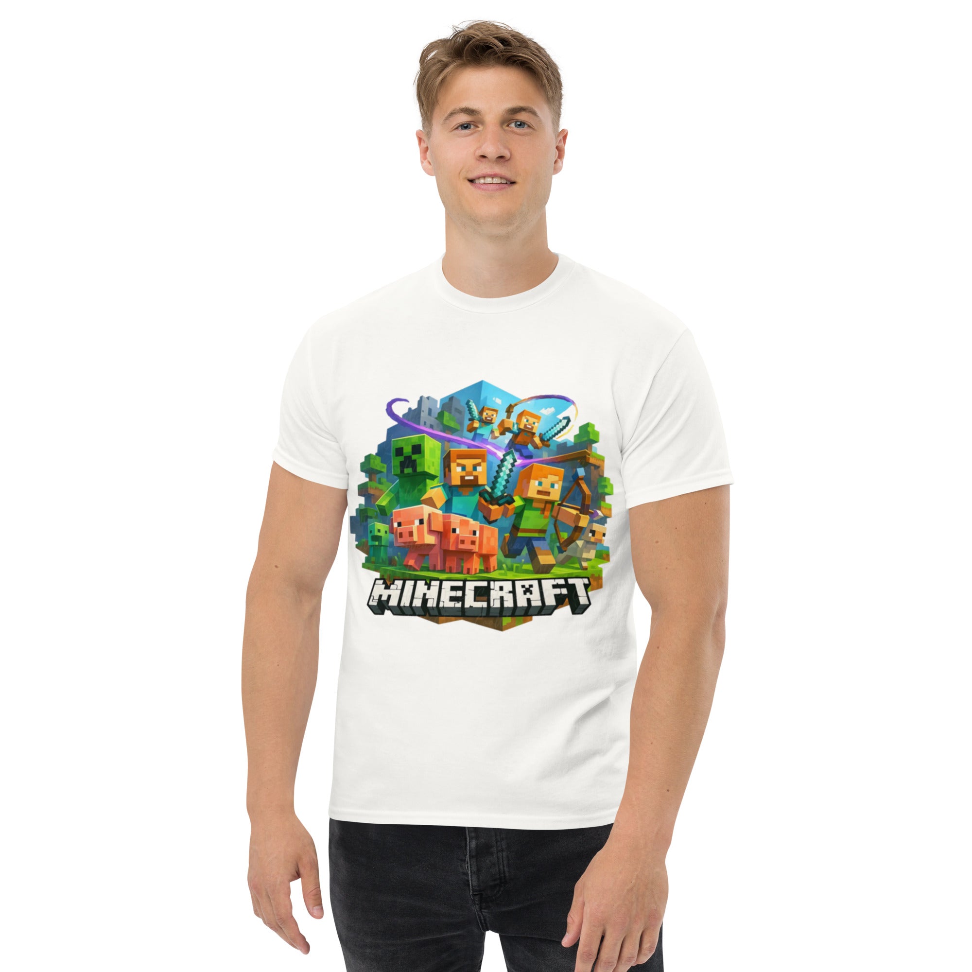 T-Shirt Unisex Stampata 100% Cotone – Confortevole – Design Minecraft-Biiply