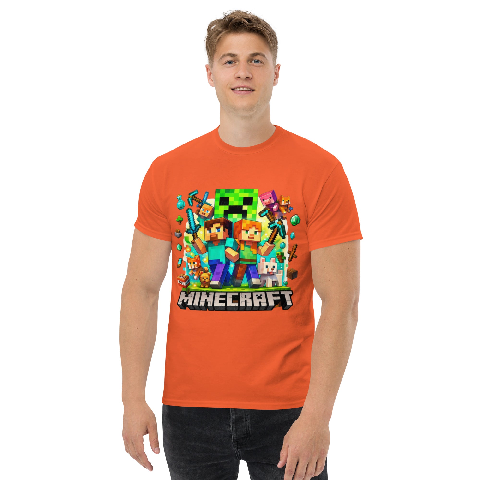 T-Shirt Unisex Stampata 100% Cotone – Confortevole – Design Minecraft game-Biiply