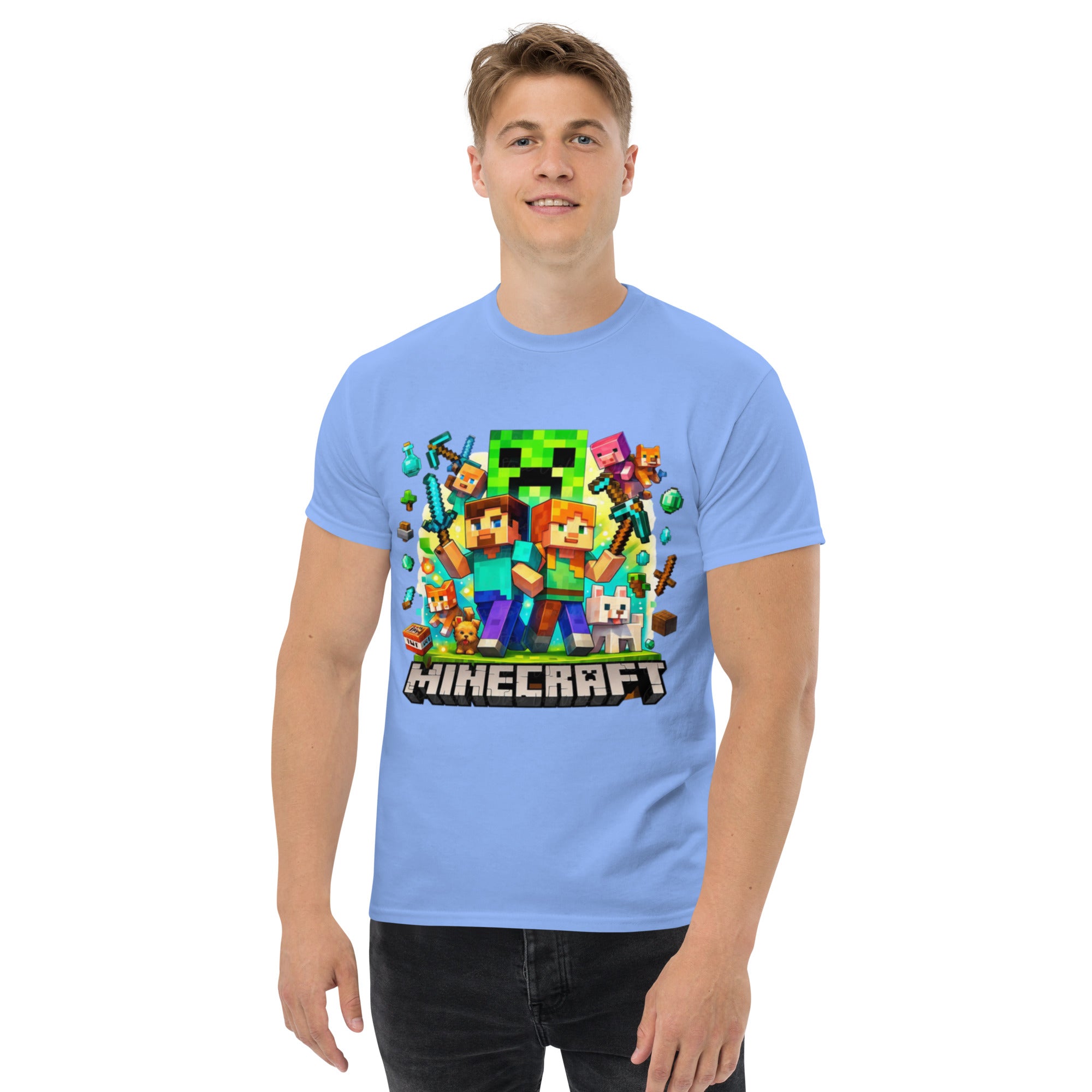 T-Shirt Unisex Stampata 100% Cotone – Confortevole – Design Minecraft game-Biiply