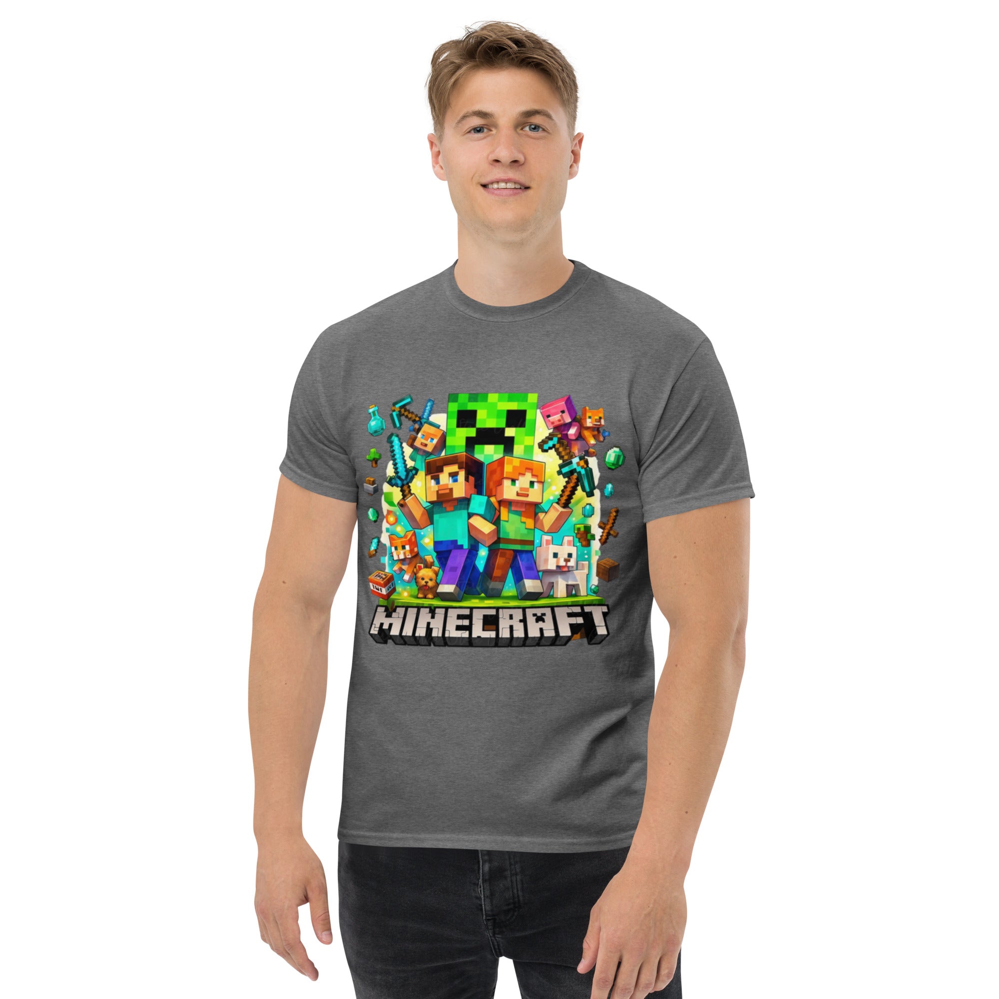 T-Shirt Unisex Stampata 100% Cotone – Confortevole – Design Minecraft game-Biiply