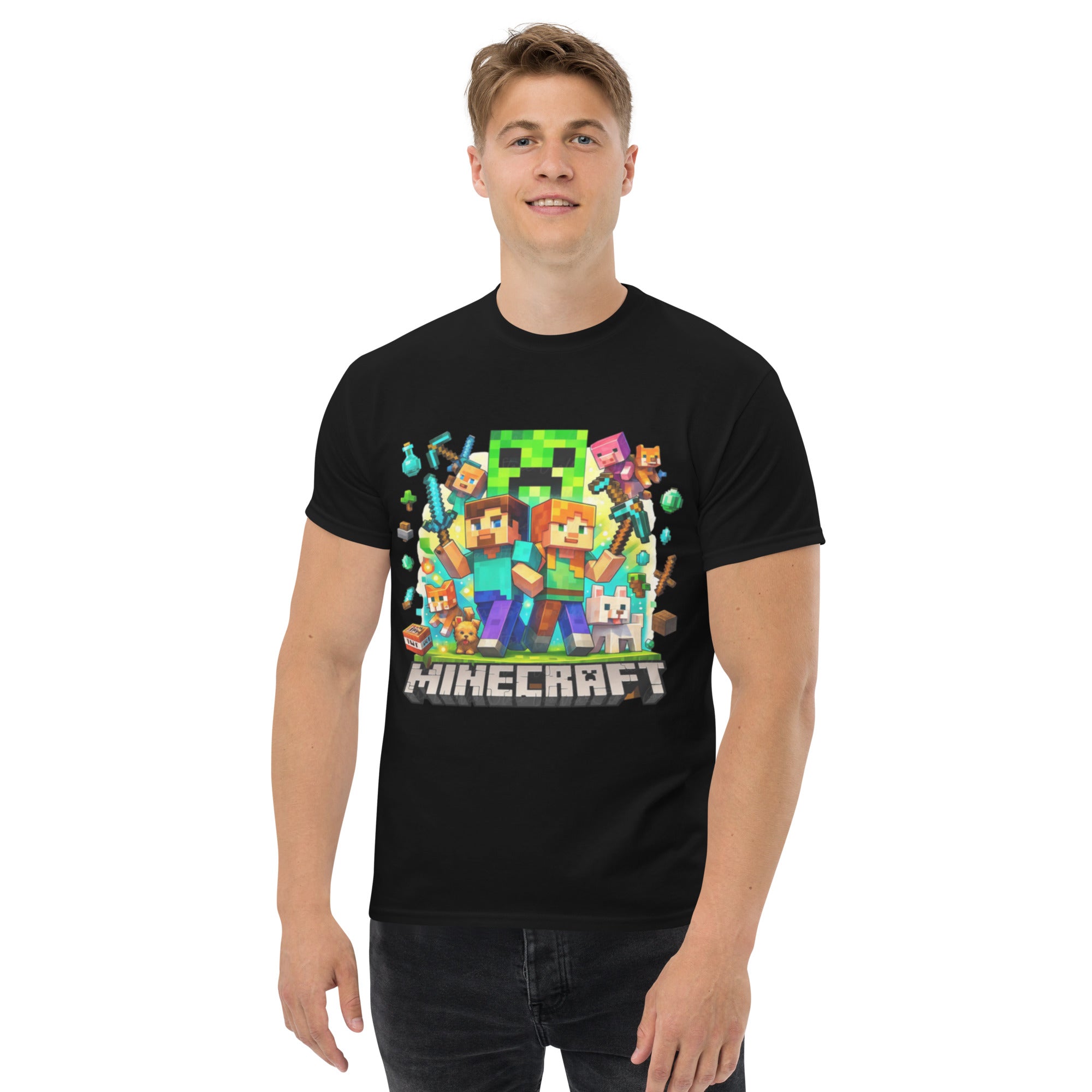 T-Shirt Unisex Stampata 100% Cotone – Confortevole – Design Minecraft game-Biiply
