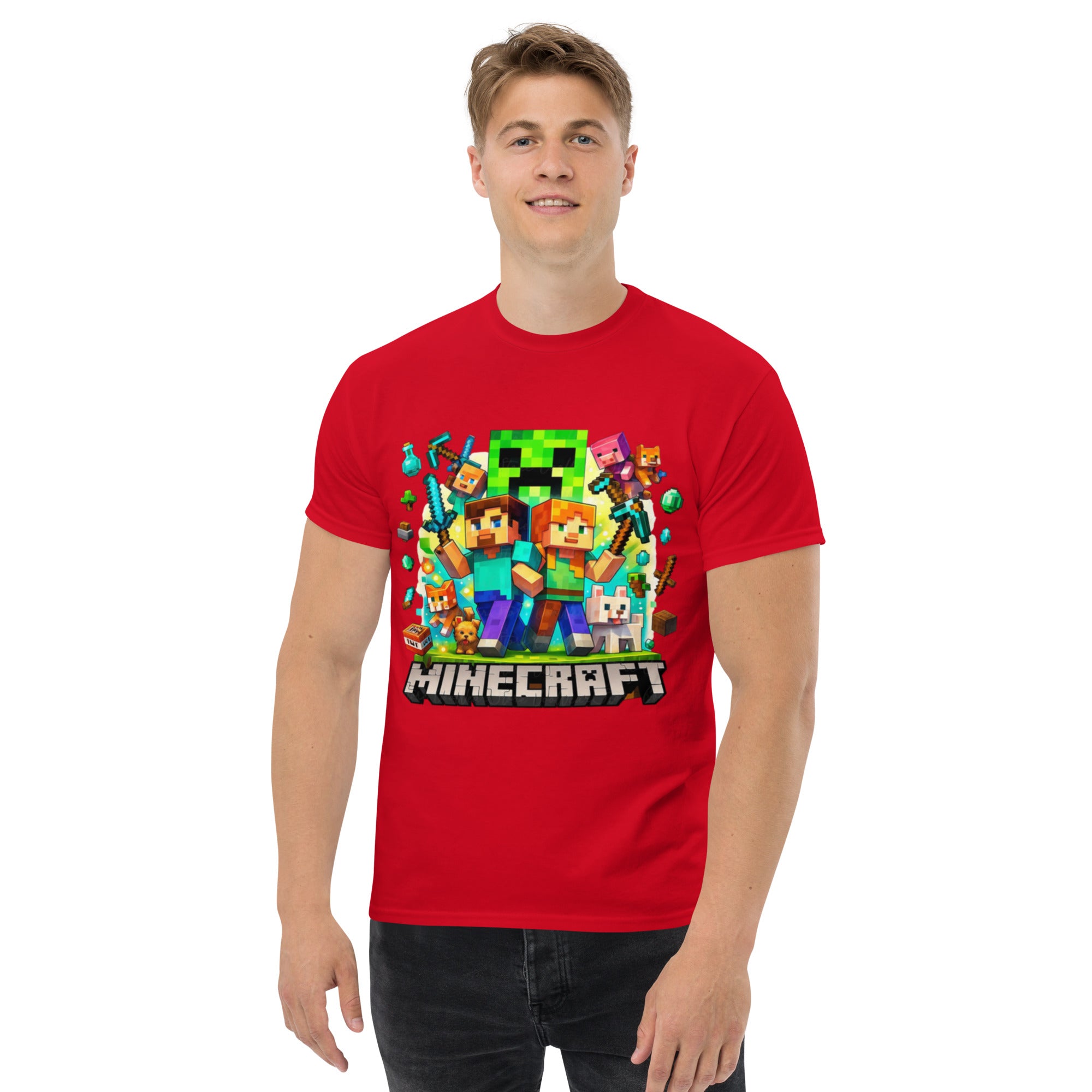 T-Shirt Unisex Stampata 100% Cotone – Confortevole – Design Minecraft game-Biiply