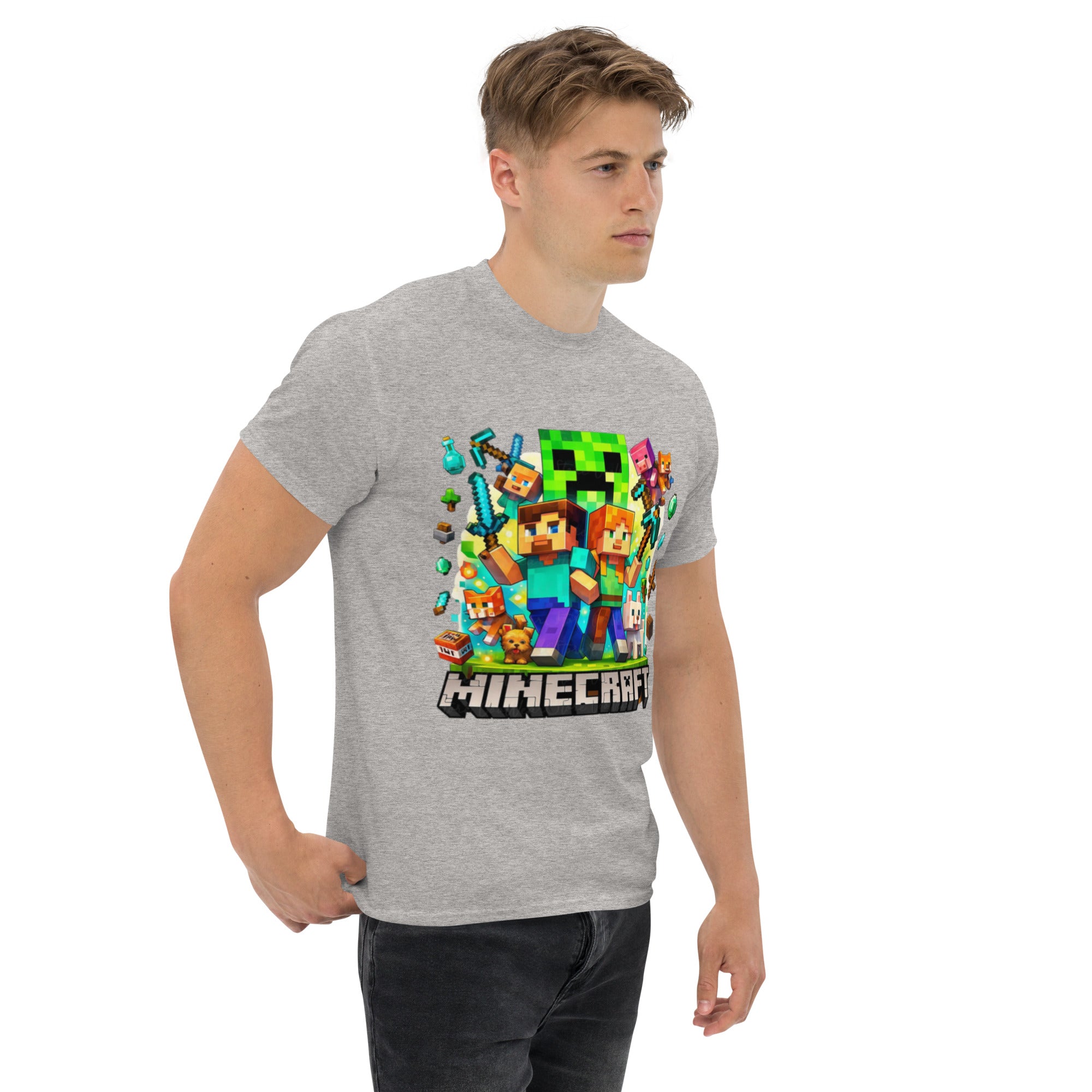 T-Shirt Unisex Stampata 100% Cotone – Confortevole – Design Minecraft game-Biiply