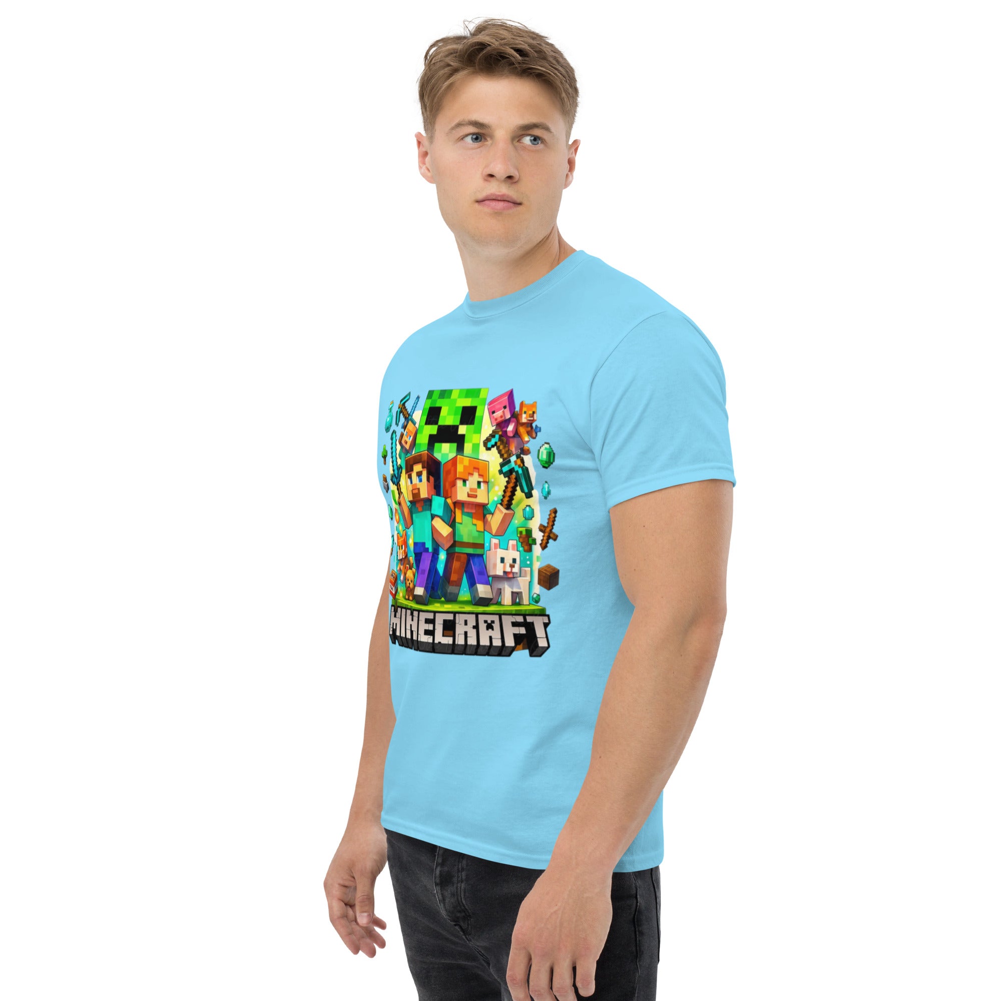 T-Shirt Unisex Stampata 100% Cotone – Confortevole – Design Minecraft game-Biiply