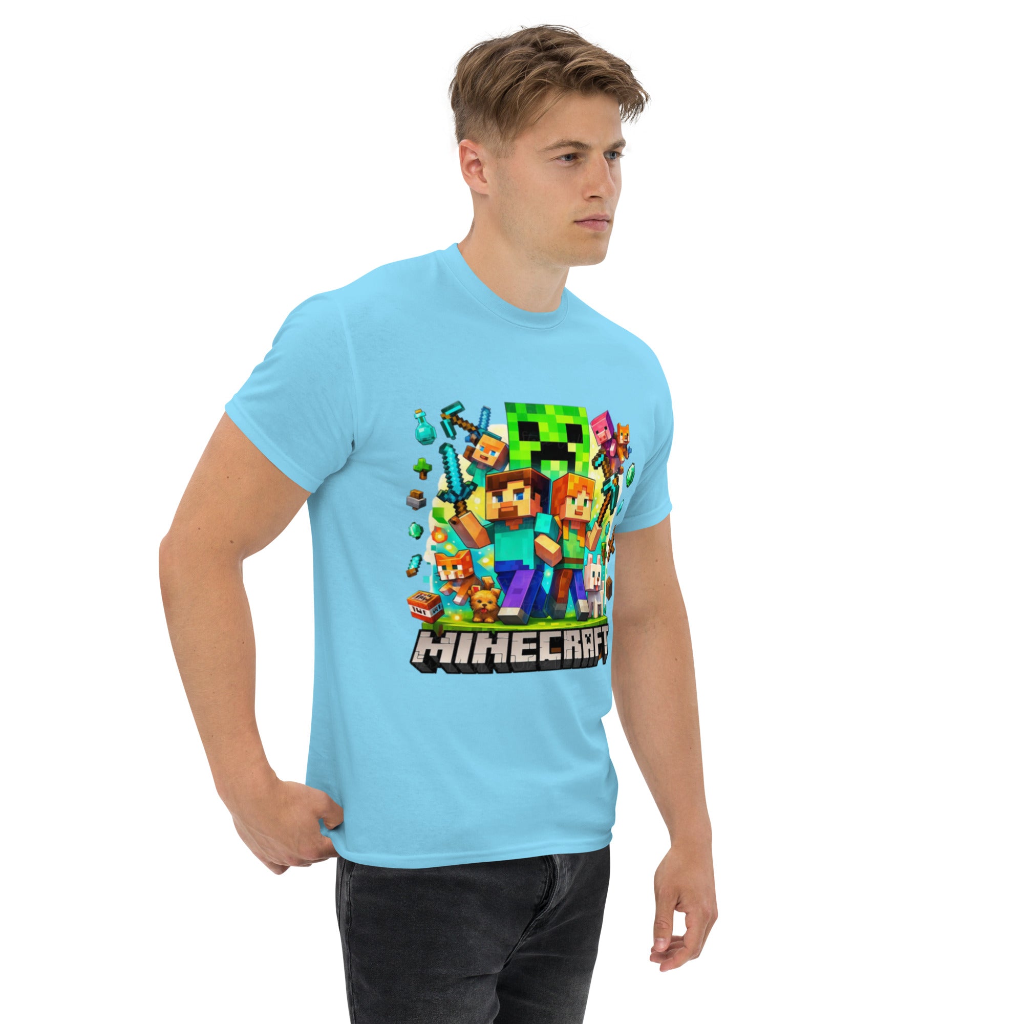 T-Shirt Unisex Stampata 100% Cotone – Confortevole – Design Minecraft game-Biiply