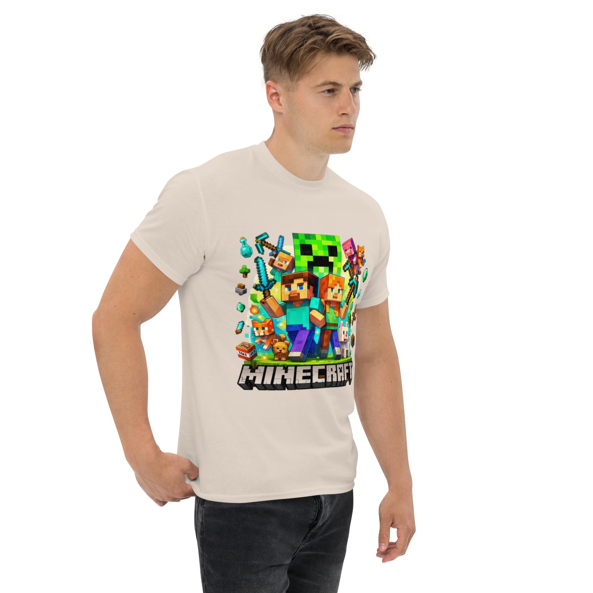T-Shirt Unisex Stampata 100% Cotone – Confortevole – Design Minecraft game-Biiply