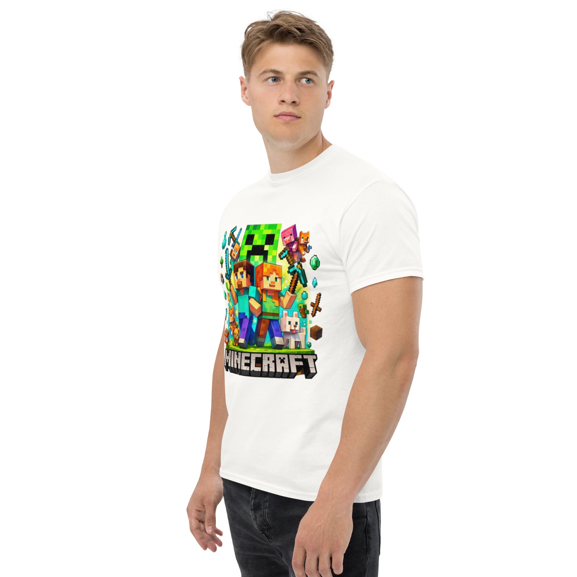 T-Shirt Unisex Stampata 100% Cotone – Confortevole – Design Minecraft game-Biiply