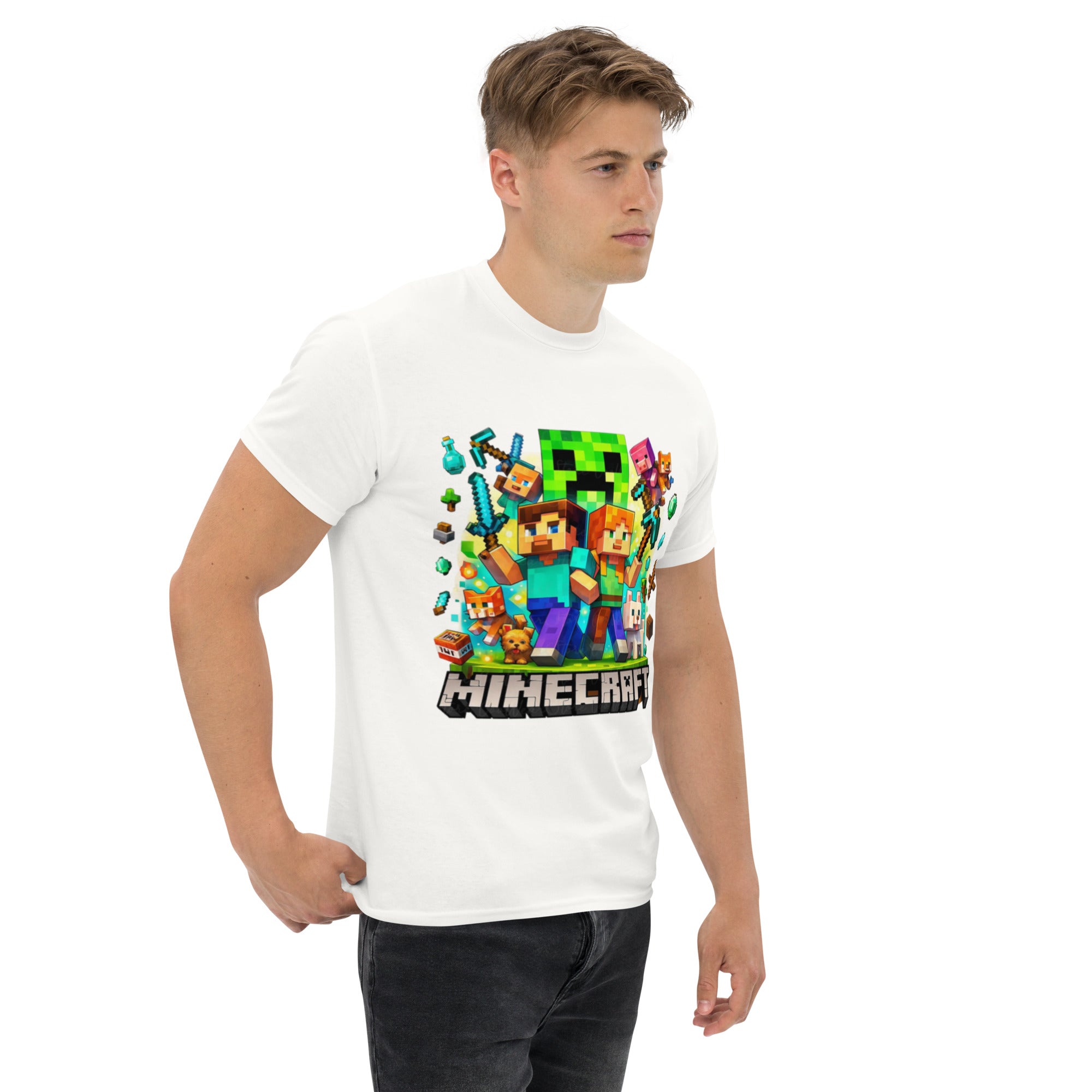 T-Shirt Unisex Stampata 100% Cotone – Confortevole – Design Minecraft game-Biiply
