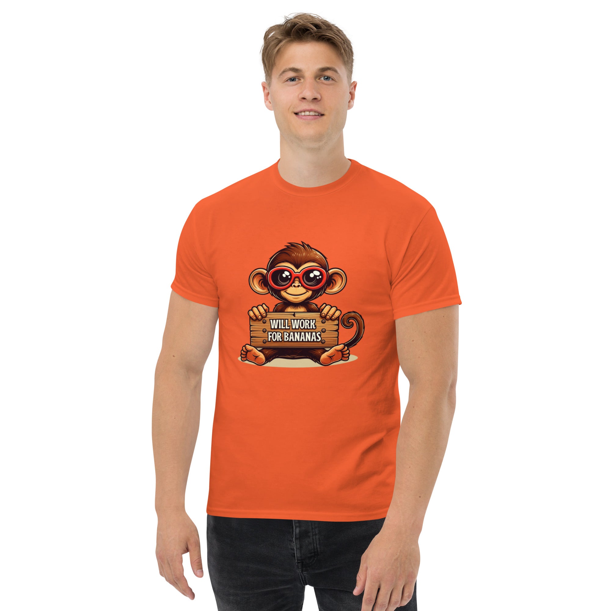 T-Shirt Unisex Stampata 100% Cotone – Confortevole – Design Monkey Work For Banana-Biiply