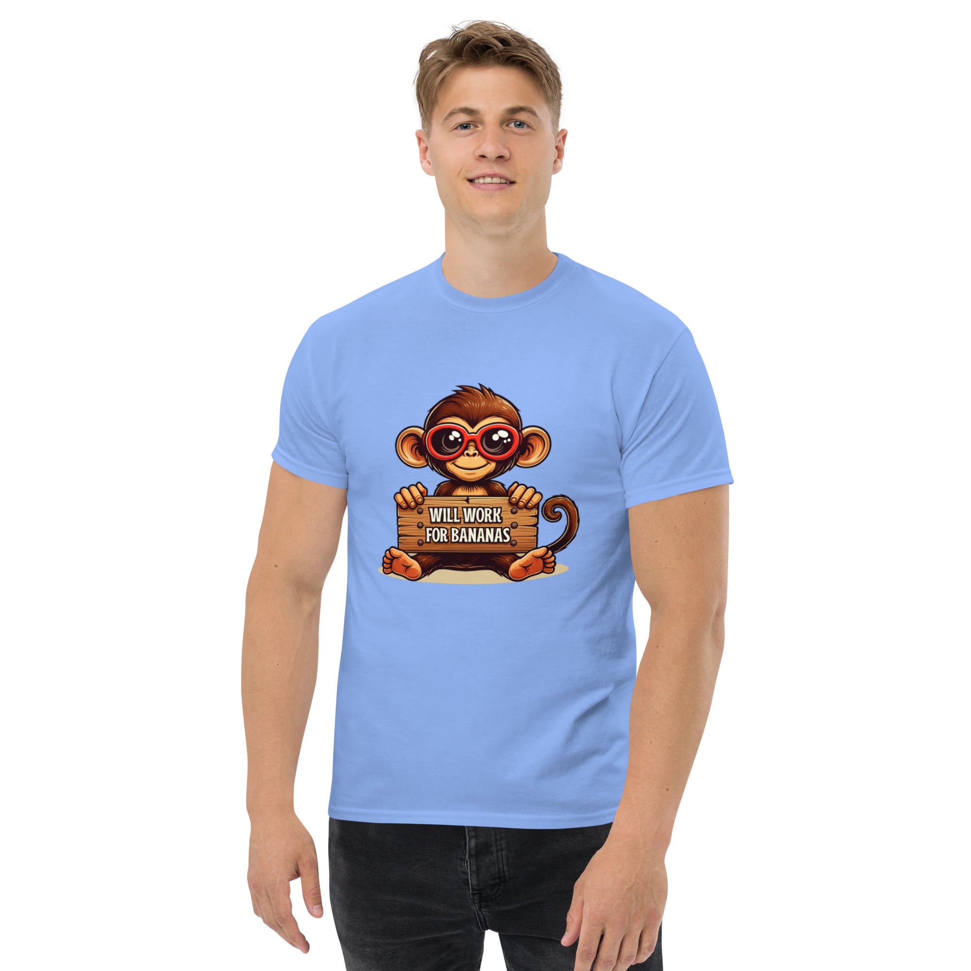 T-Shirt Unisex Stampata 100% Cotone – Confortevole – Design Monkey Work For Banana-Biiply