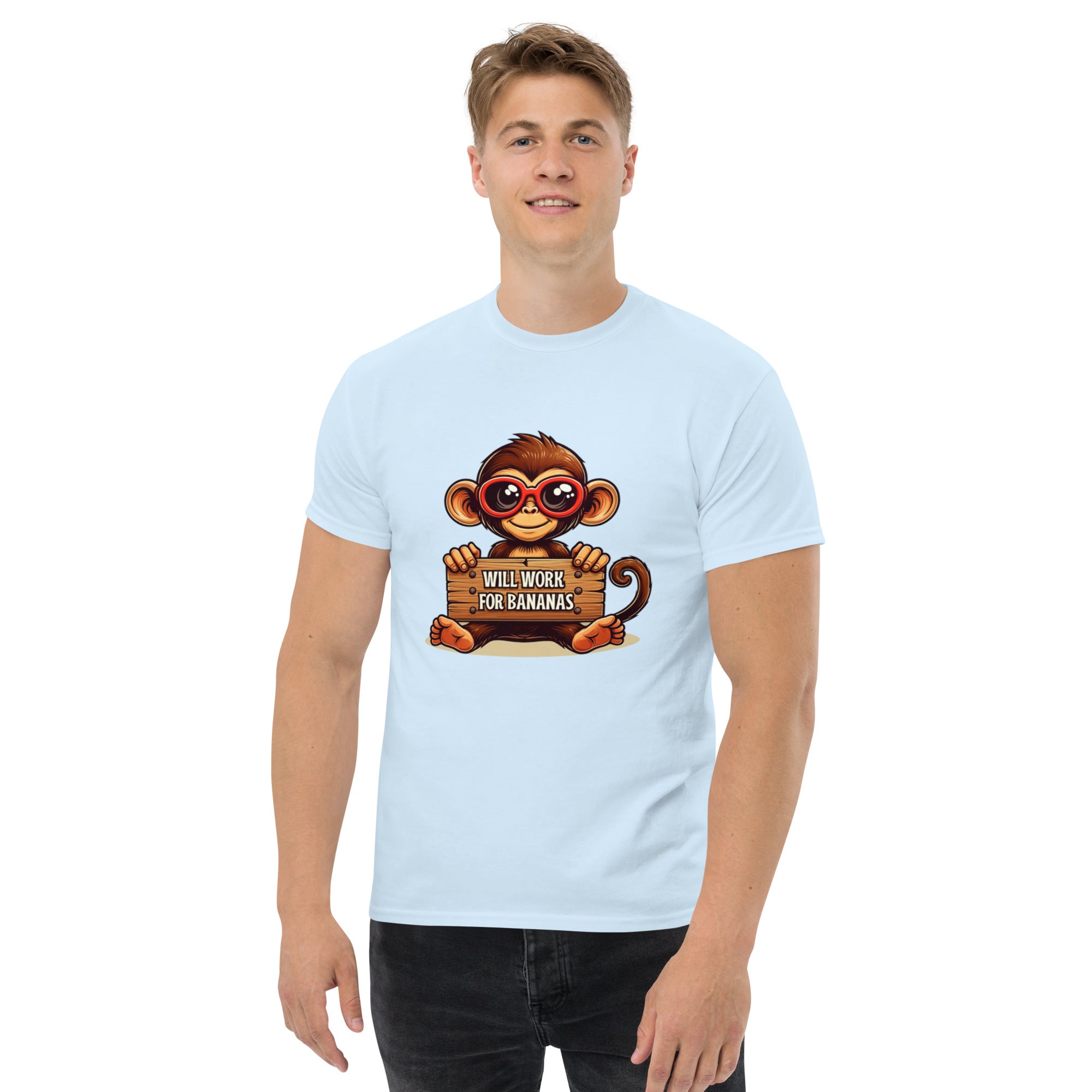 T-Shirt Unisex Stampata 100% Cotone – Confortevole – Design Monkey Work For Banana-Biiply