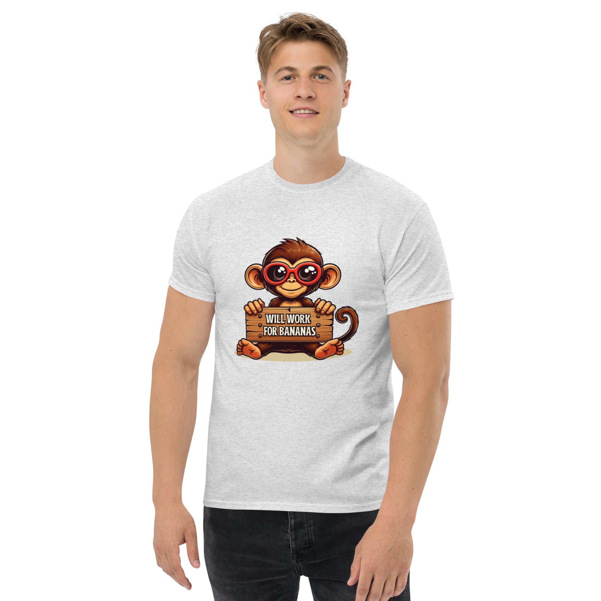 T-Shirt Unisex Stampata 100% Cotone – Confortevole – Design Monkey Work For Banana-Biiply