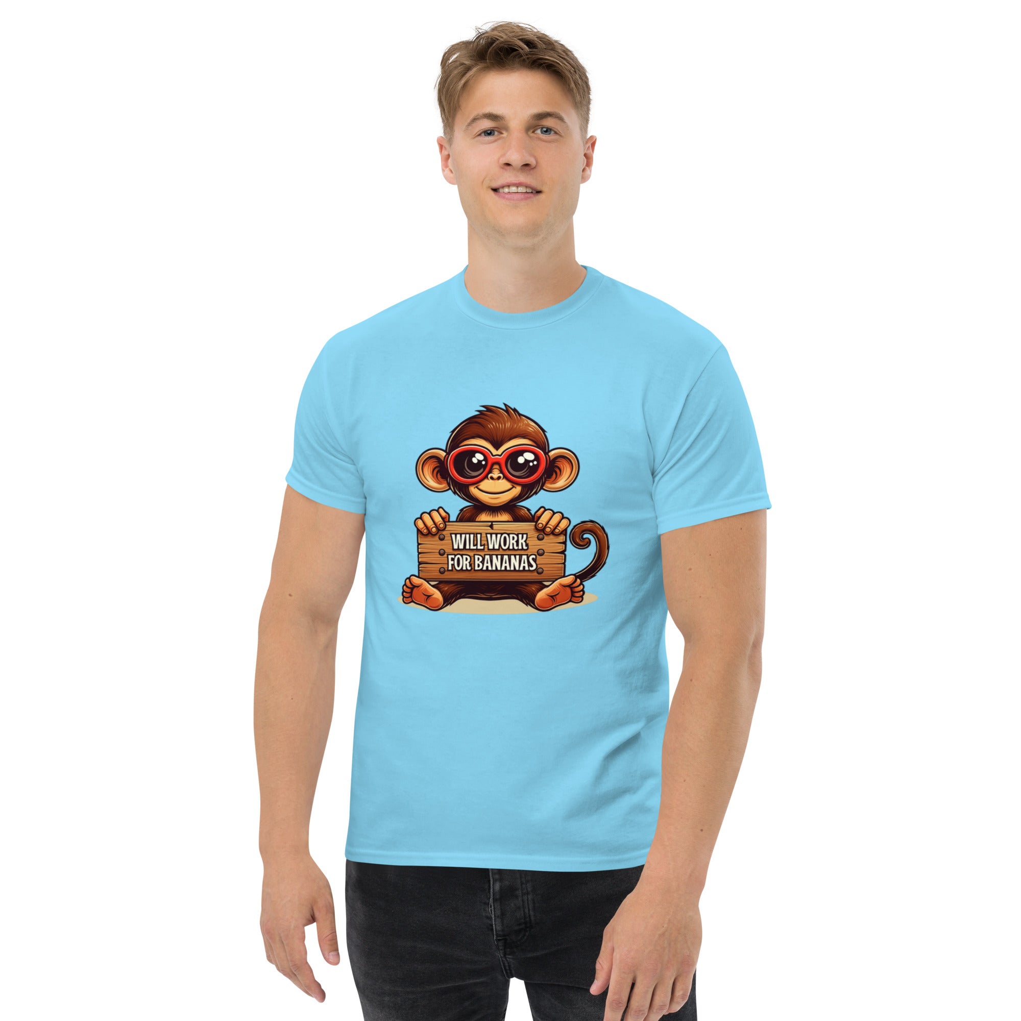 T-Shirt Unisex Stampata 100% Cotone – Confortevole – Design Monkey Work For Banana-Biiply