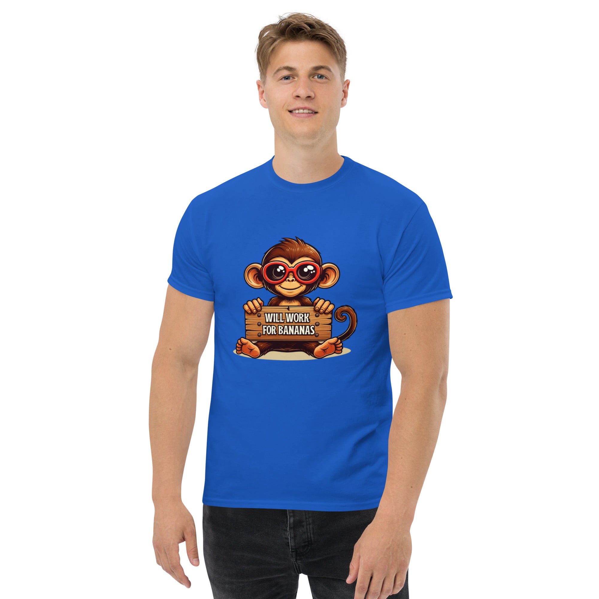 T-Shirt Unisex Stampata 100% Cotone – Confortevole – Design Monkey Work For Banana-Biiply