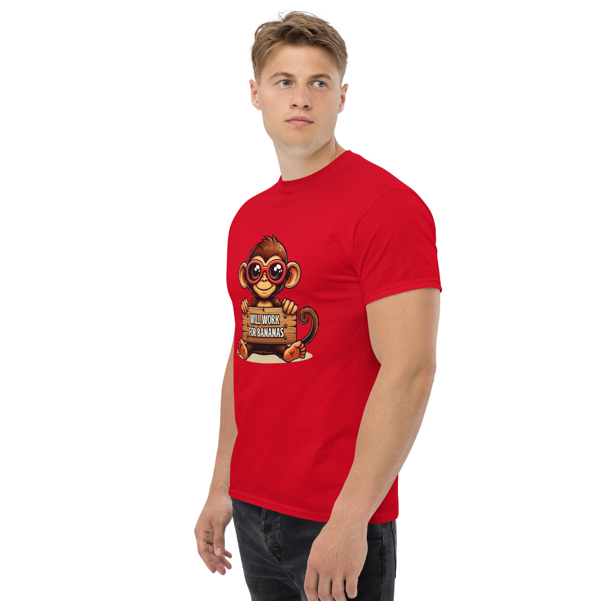 T-Shirt Unisex Stampata 100% Cotone – Confortevole – Design Monkey Work For Banana-Biiply