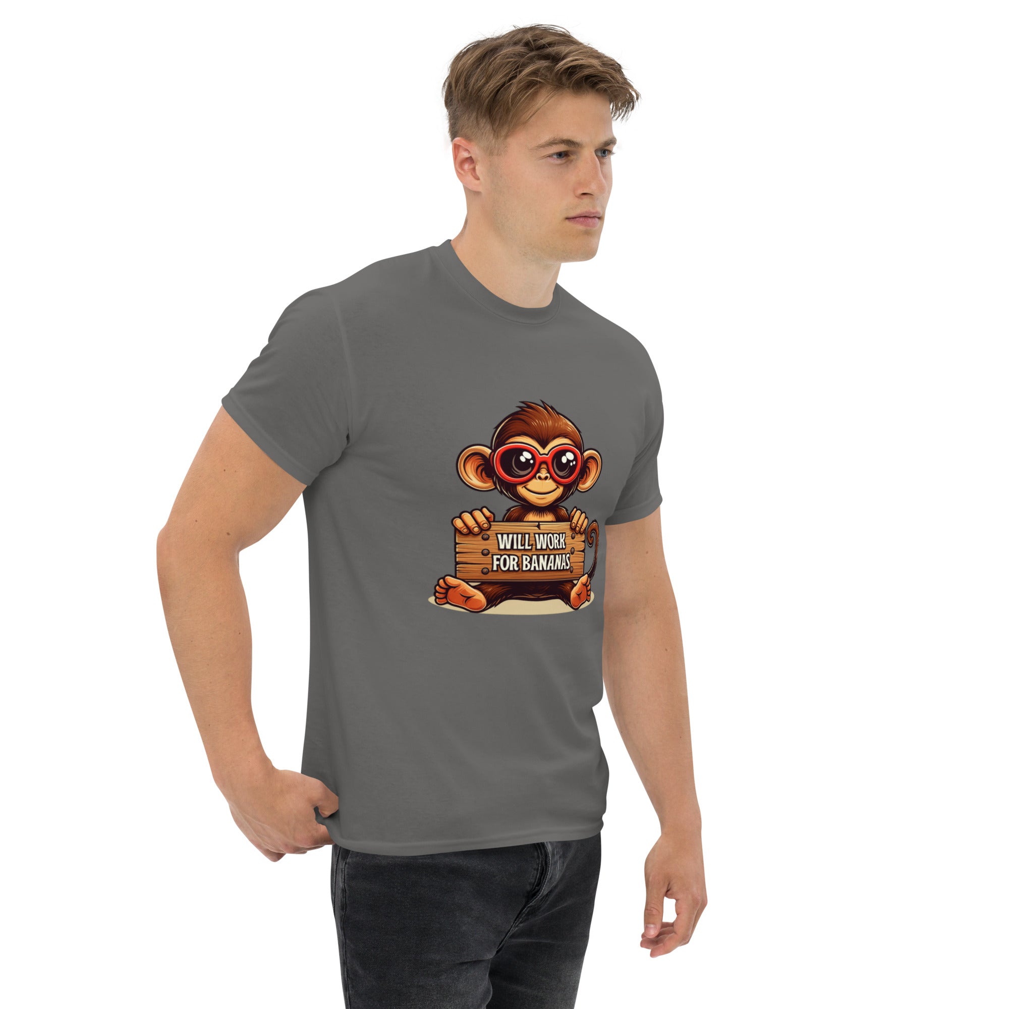 T-Shirt Unisex Stampata 100% Cotone – Confortevole – Design Monkey Work For Banana-Biiply