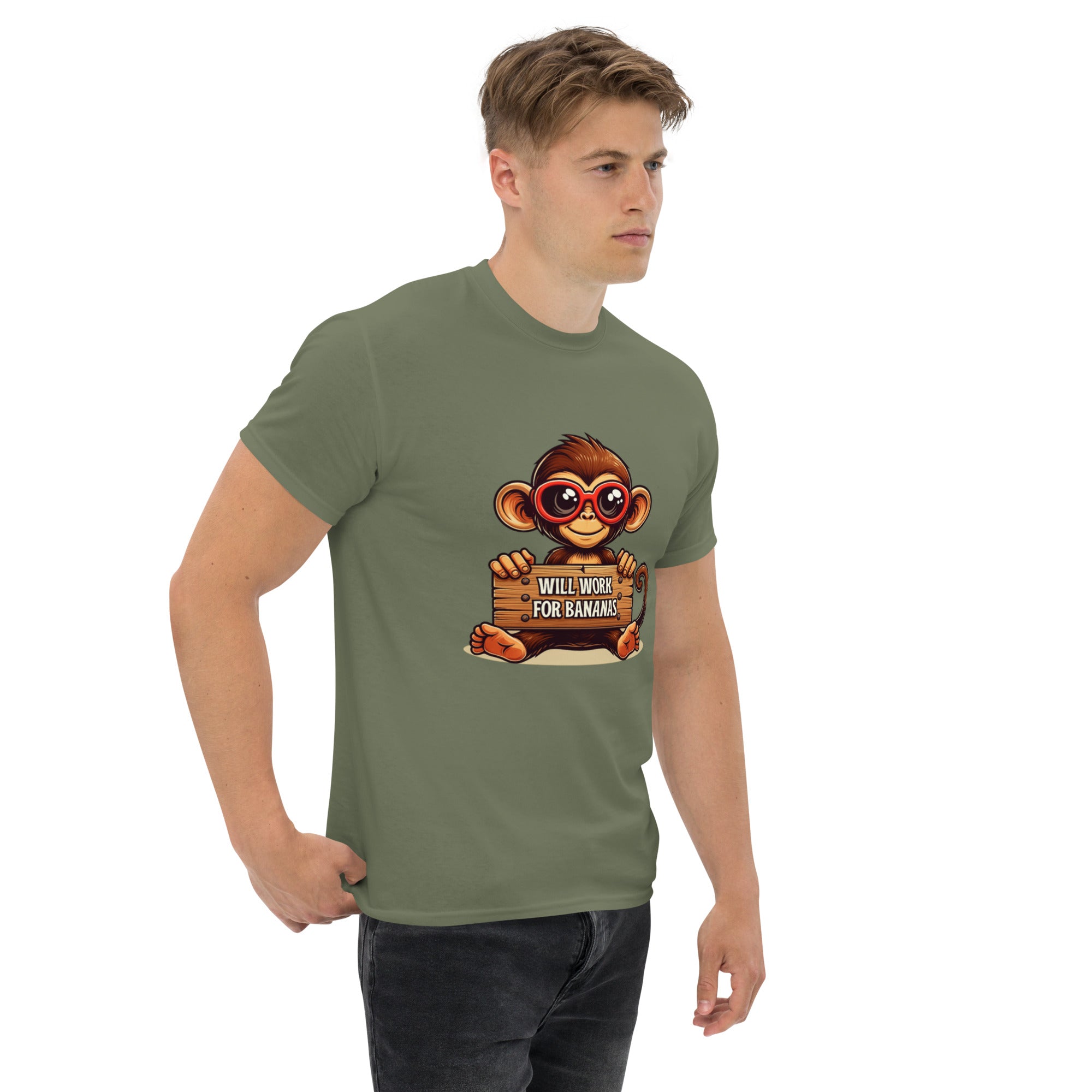 T-Shirt Unisex Stampata 100% Cotone – Confortevole – Design Monkey Work For Banana-Biiply
