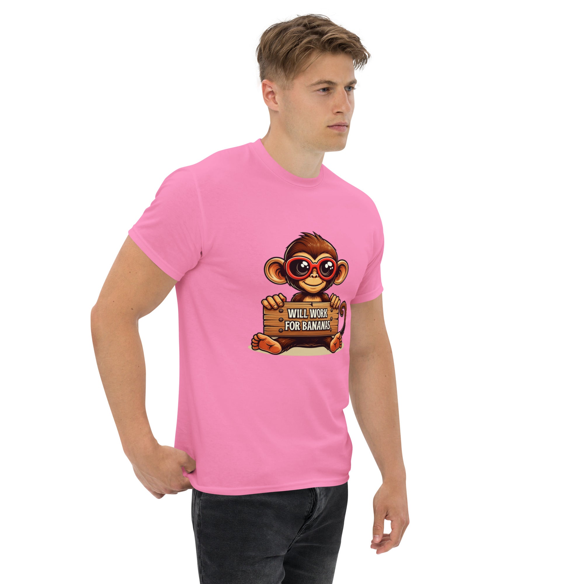 T-Shirt Unisex Stampata 100% Cotone – Confortevole – Design Monkey Work For Banana-Biiply