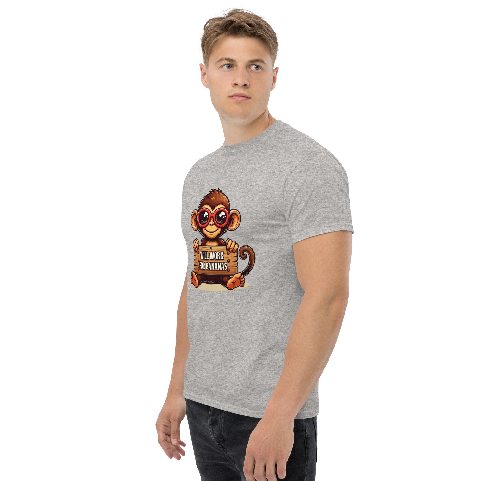 T-Shirt Unisex Stampata 100% Cotone – Confortevole – Design Monkey Work For Banana-Biiply