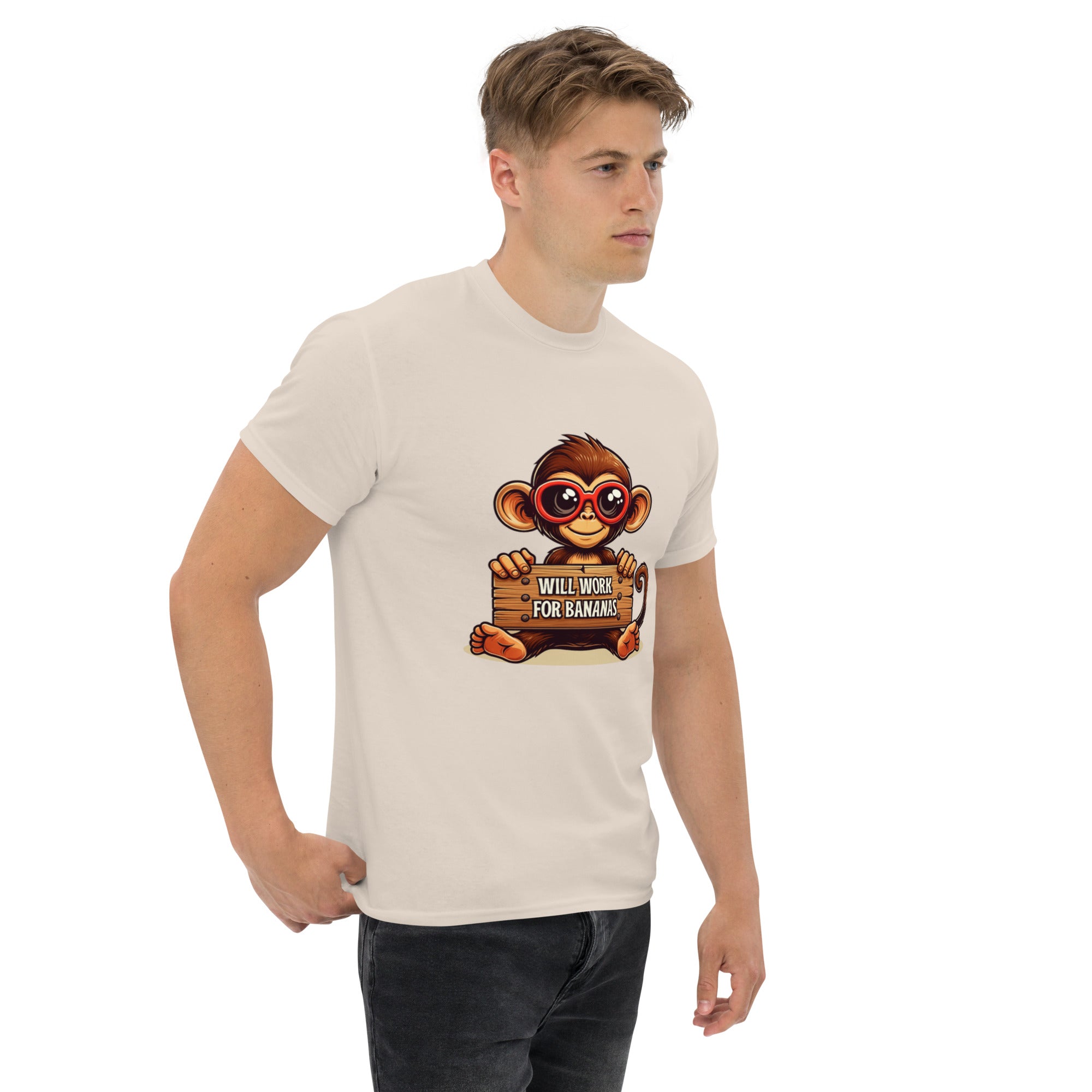 T-Shirt Unisex Stampata 100% Cotone – Confortevole – Design Monkey Work For Banana-Biiply