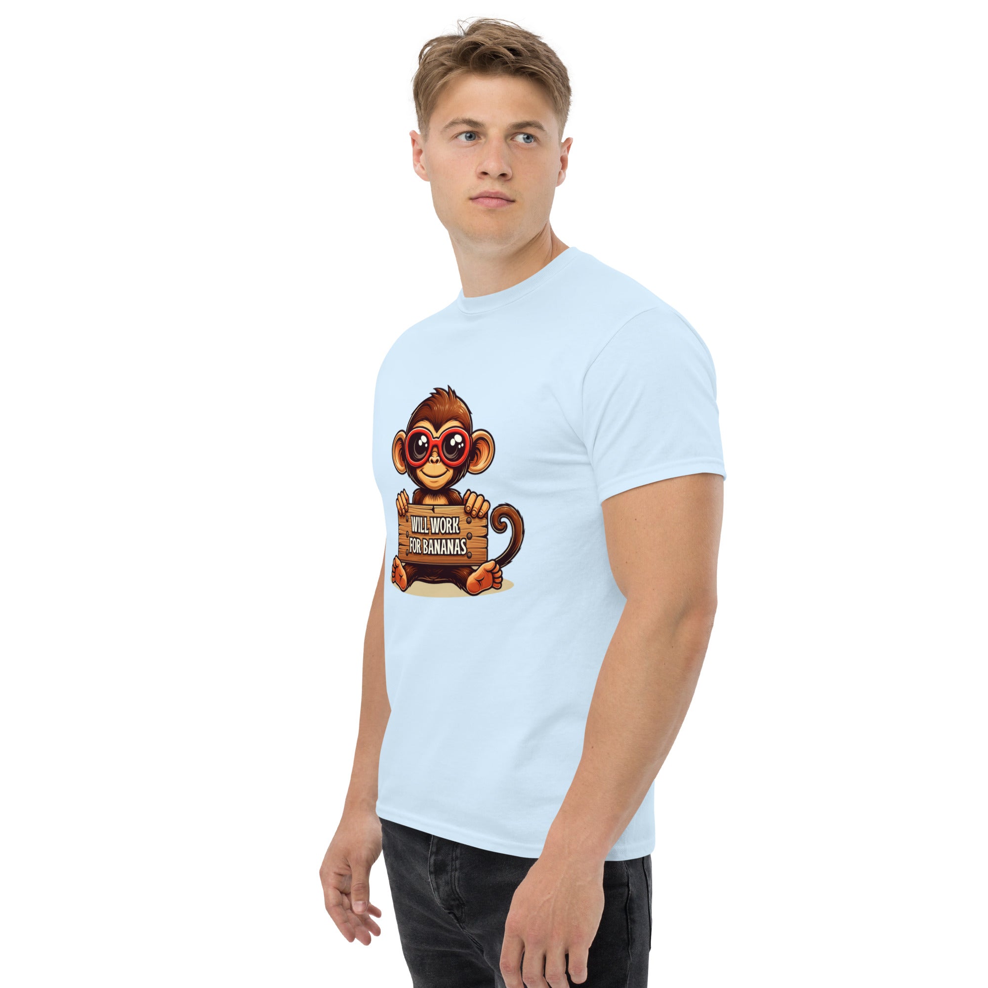 T-Shirt Unisex Stampata 100% Cotone – Confortevole – Design Monkey Work For Banana-Biiply