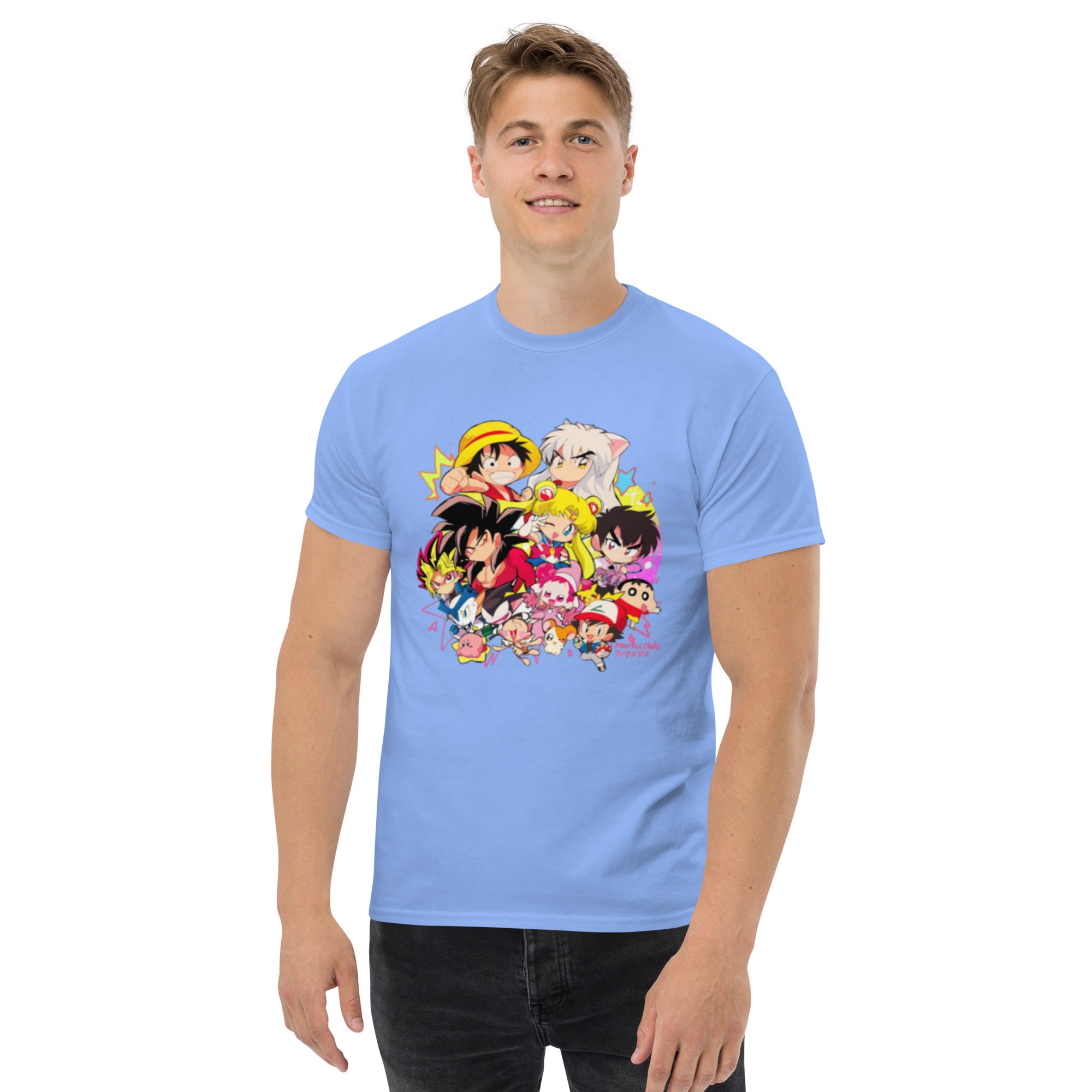 T-Shirt Unisex Stampata 100% Cotone – Confortevole – Design Multi Eroi anime-Biiply