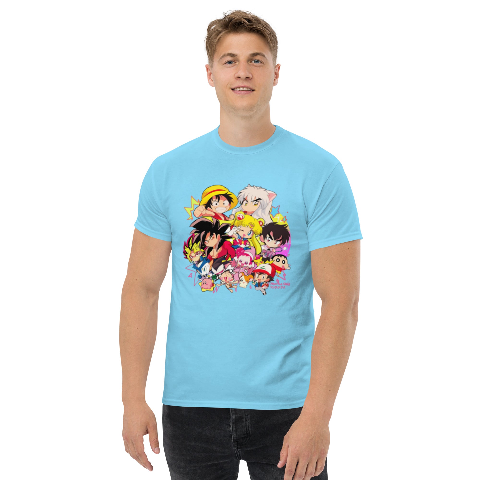 T-Shirt Unisex Stampata 100% Cotone – Confortevole – Design Multi Eroi anime-Biiply