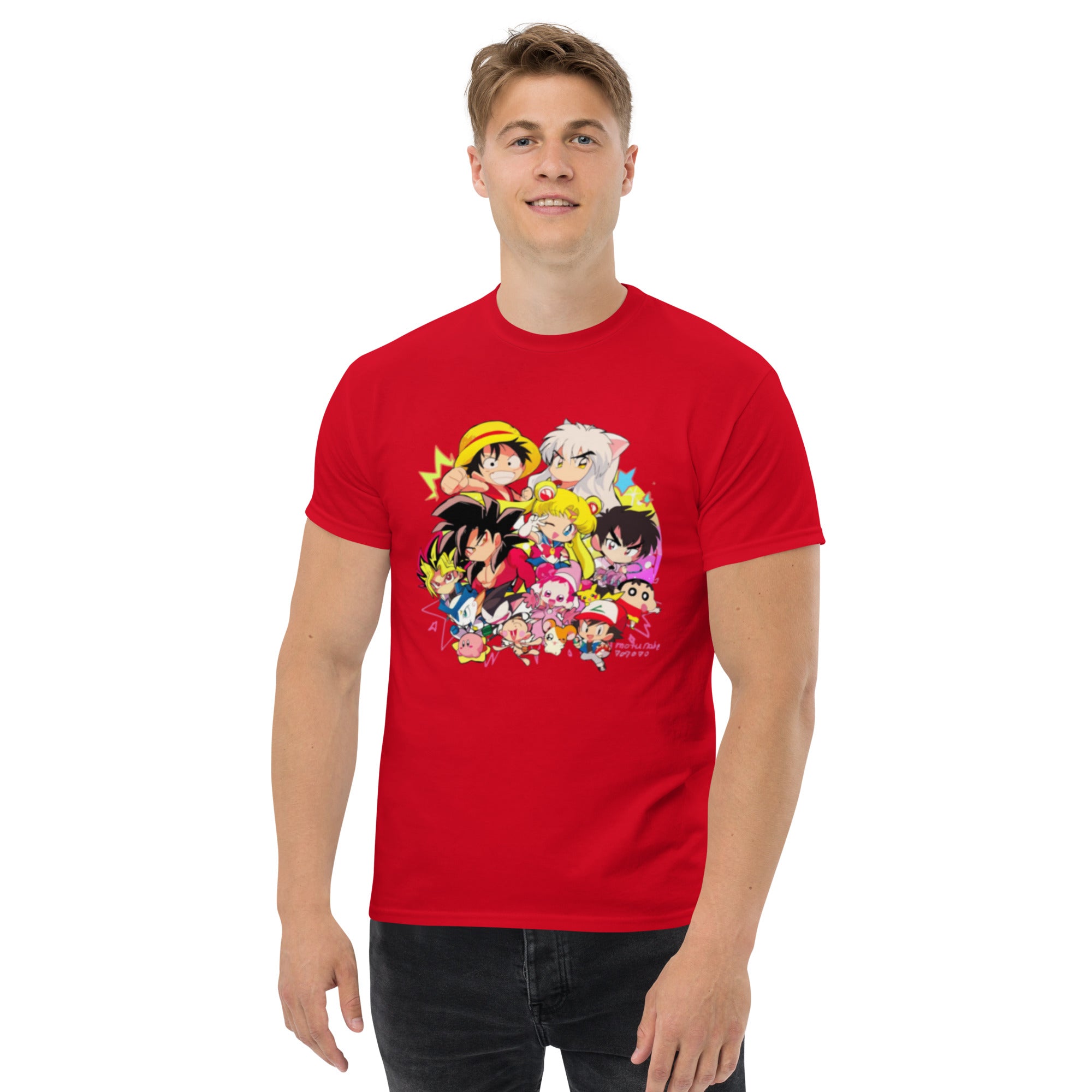 T-Shirt Unisex Stampata 100% Cotone – Confortevole – Design Multi Eroi anime-Biiply
