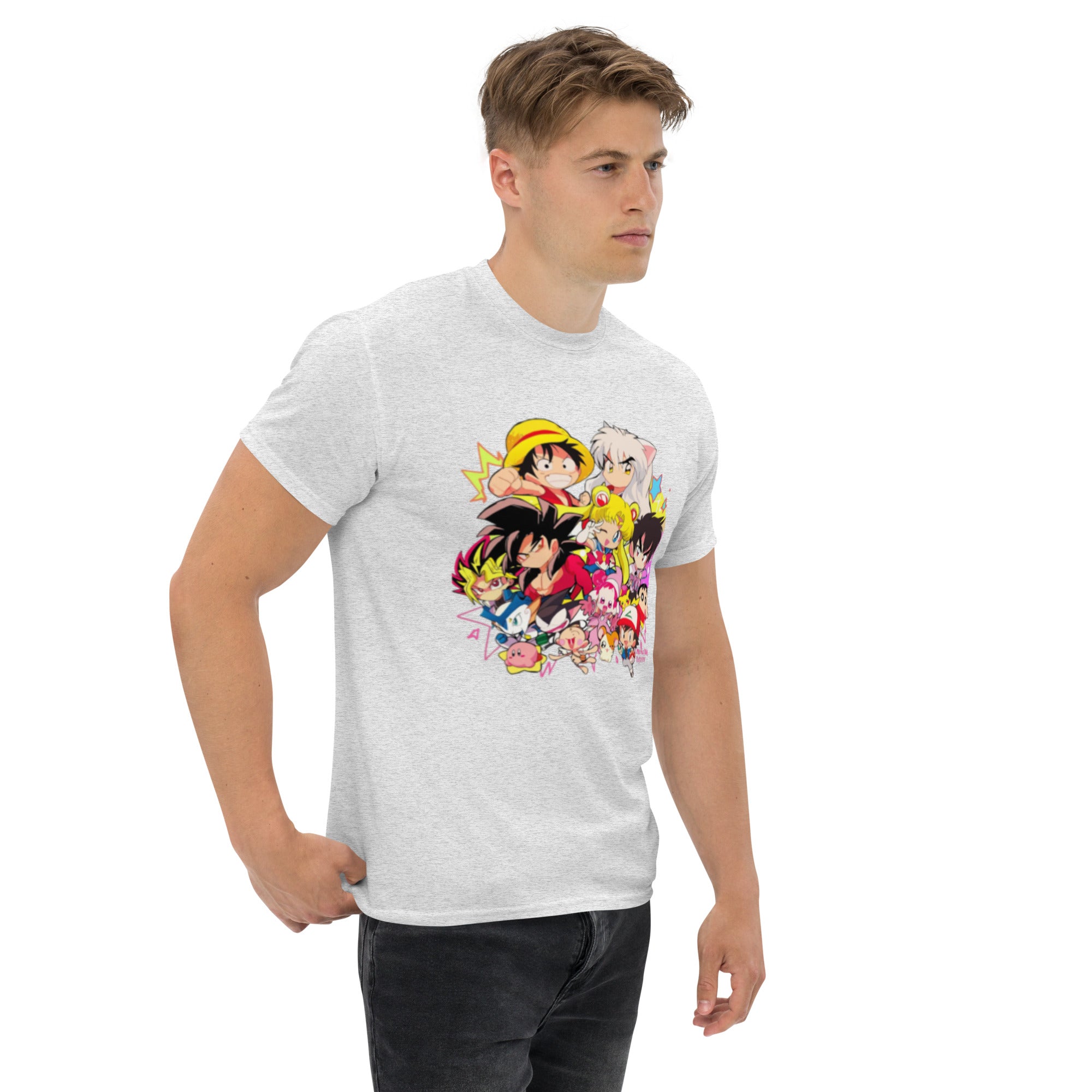 T-Shirt Unisex Stampata 100% Cotone – Confortevole – Design Multi Eroi anime-Biiply