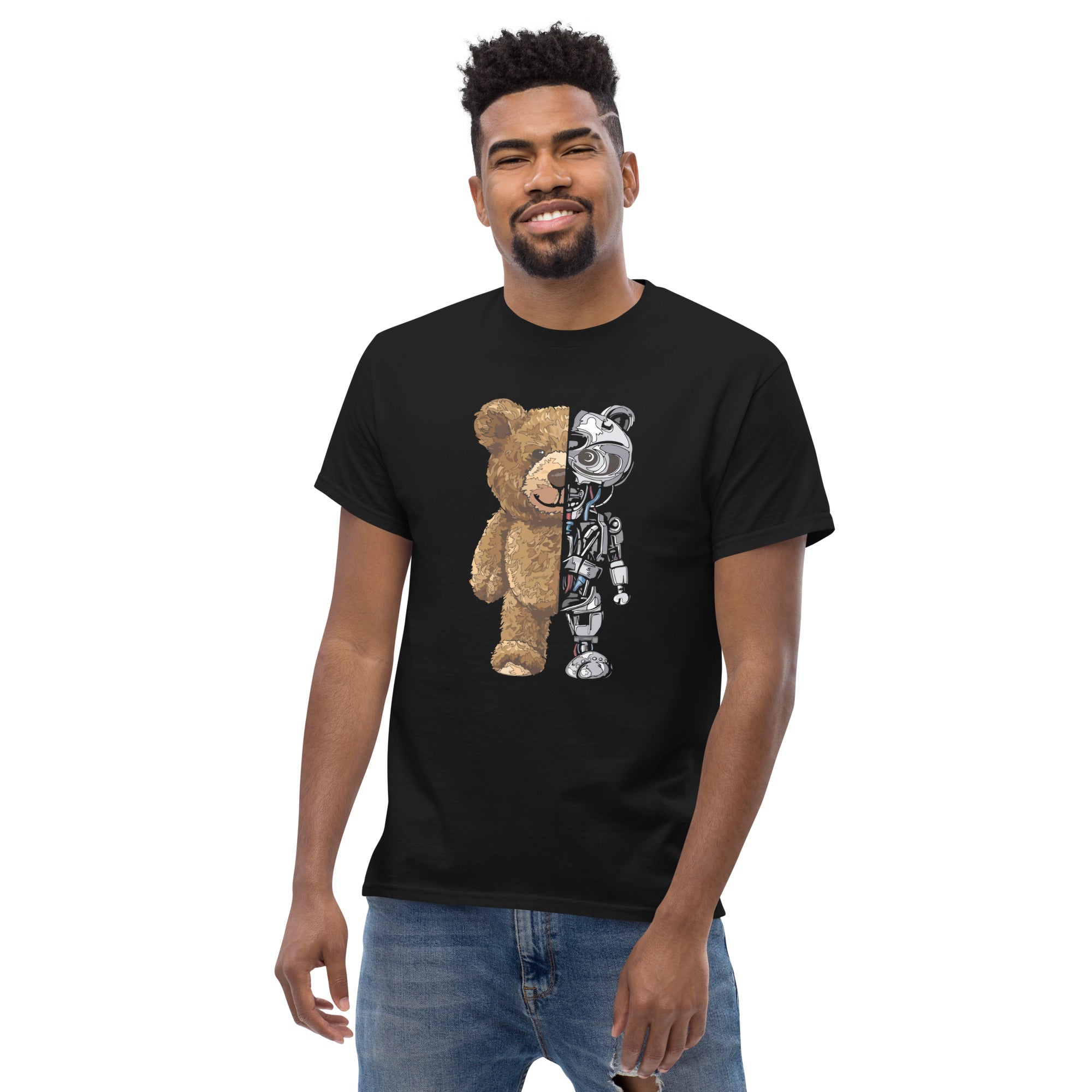 T-Shirt Unisex Stampata 100% Cotone – Confortevole – Design Orso robot-Biiply