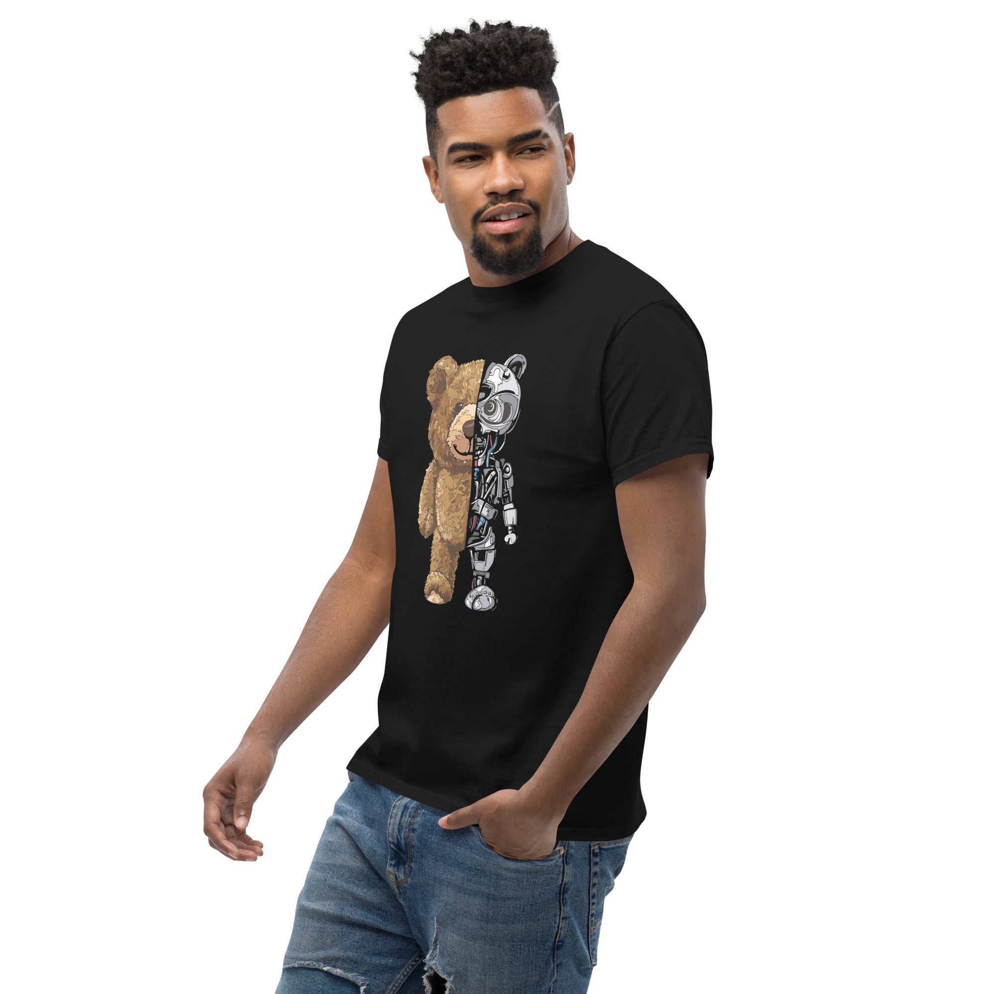 T-Shirt Unisex Stampata 100% Cotone – Confortevole – Design Orso robot-Biiply
