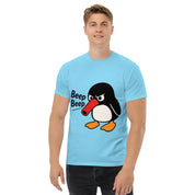 T-Shirt Unisex Stampata 100% Cotone – Confortevole – Design Pinguino Arrabbiato Beep Beep-Biiply