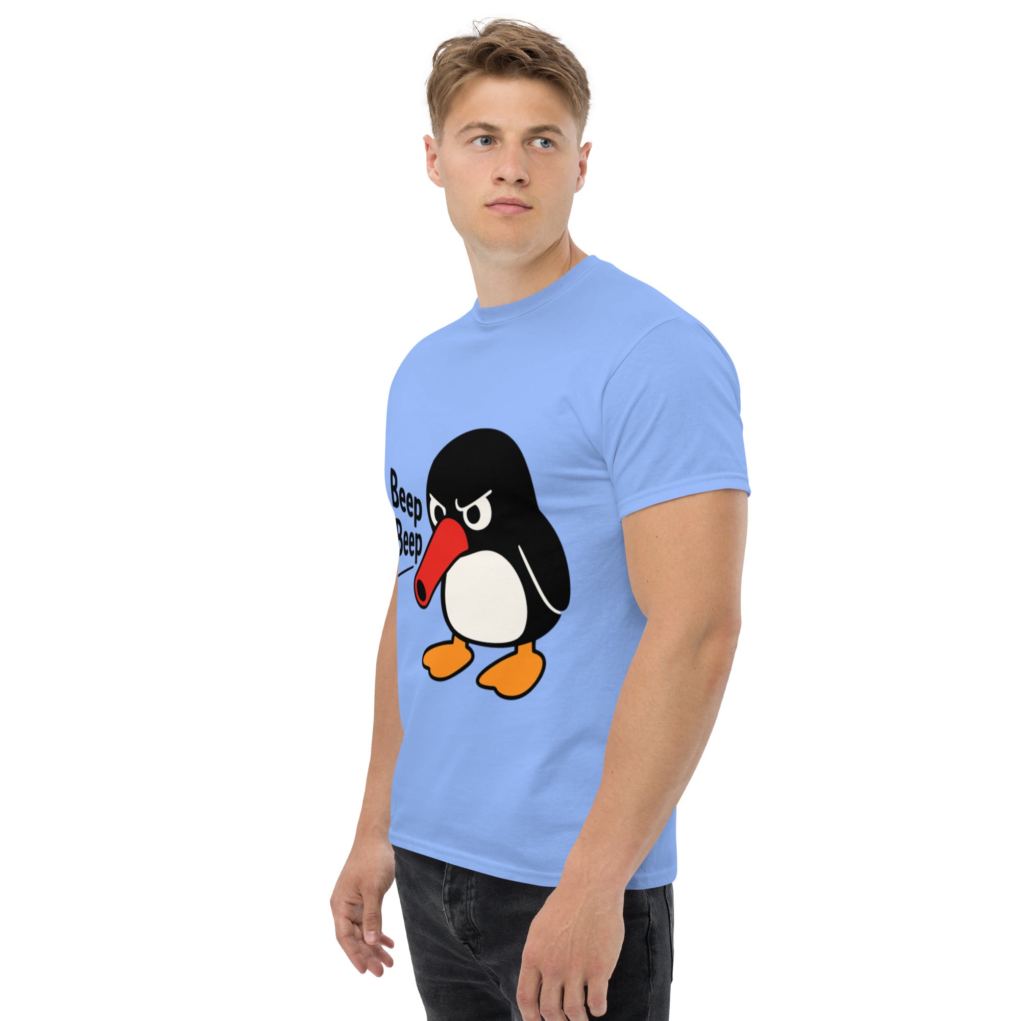 T-Shirt Unisex Stampata 100% Cotone – Confortevole – Design Pinguino Arrabbiato Beep Beep-Biiply