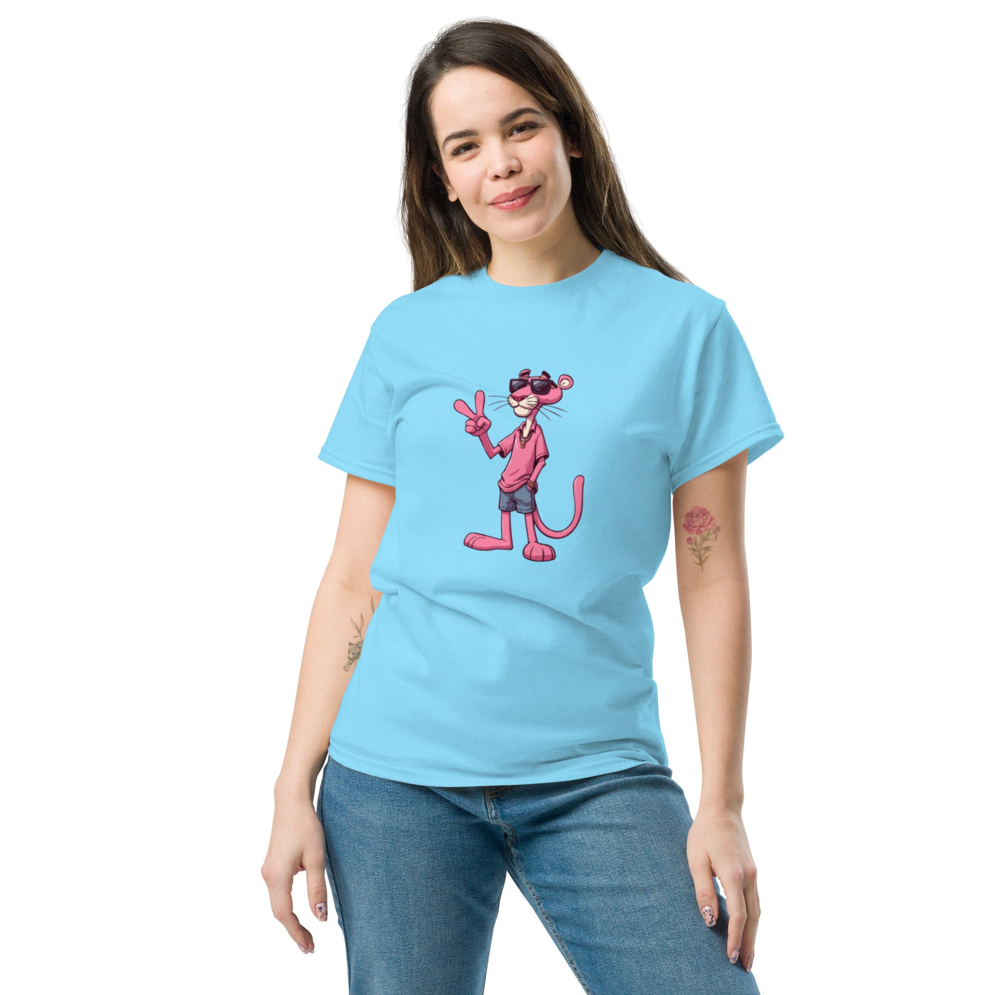 T-Shirt Unisex Stampata 100% Cotone – Confortevole – Design Pink Panter-Biiply