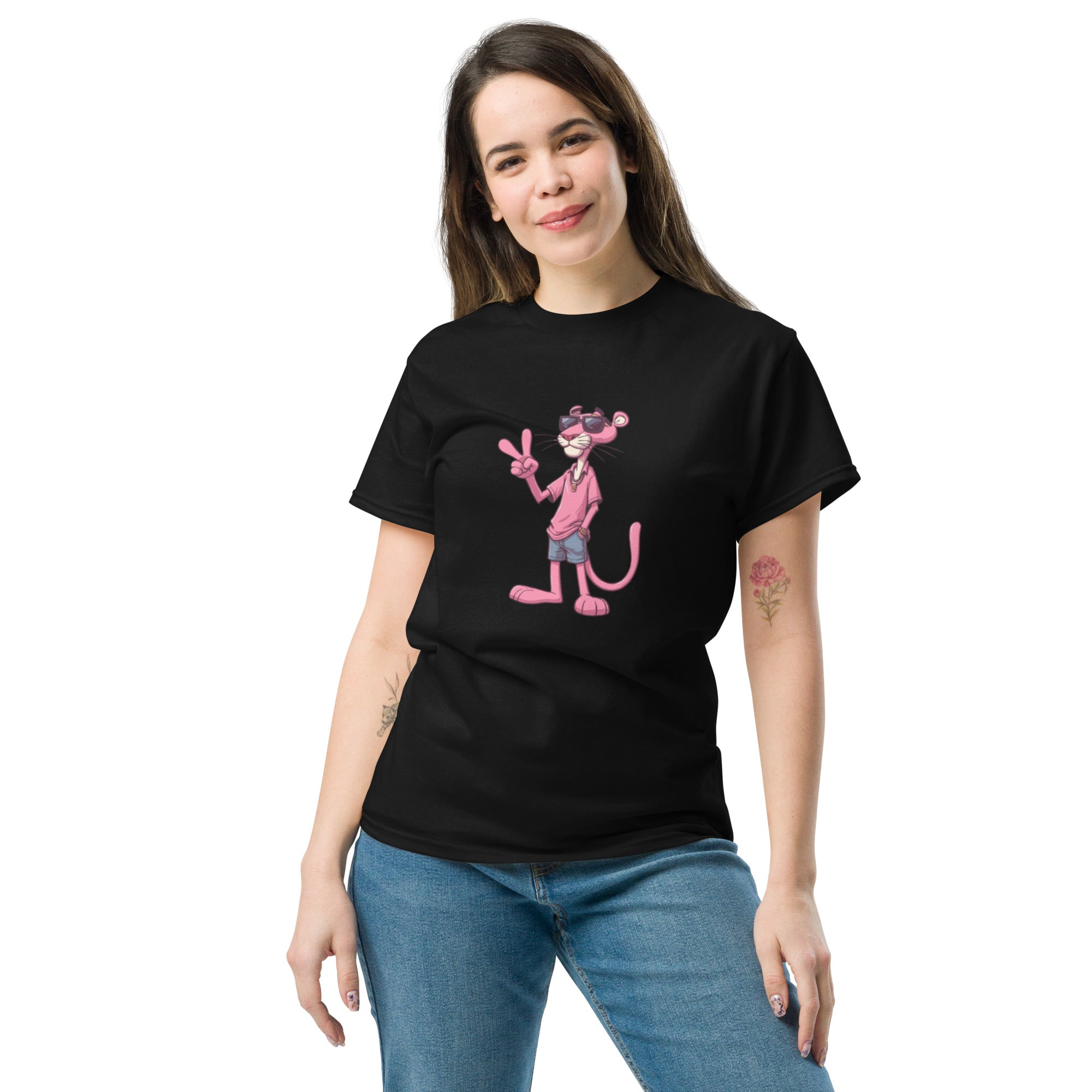 T-Shirt Unisex Stampata 100% Cotone – Confortevole – Design Pink Panter-Biiply
