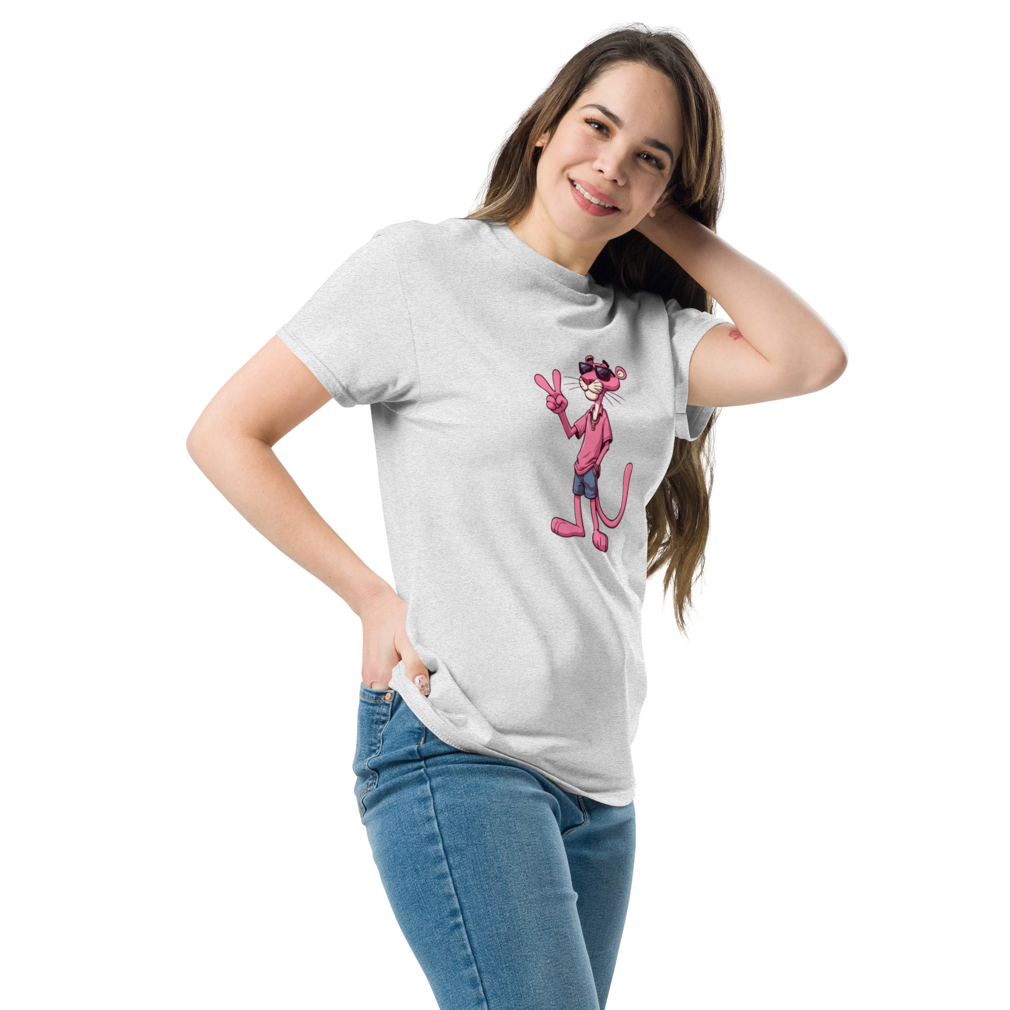 T-Shirt Unisex Stampata 100% Cotone – Confortevole – Design Pink Panter-Biiply
