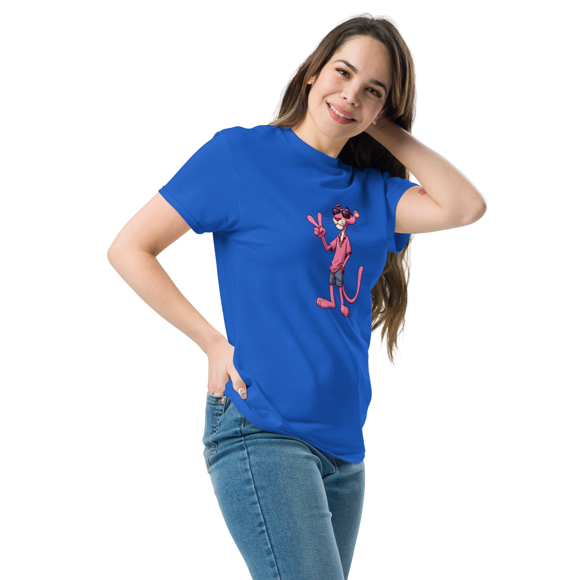 T-Shirt Unisex Stampata 100% Cotone – Confortevole – Design Pink Panter-Biiply