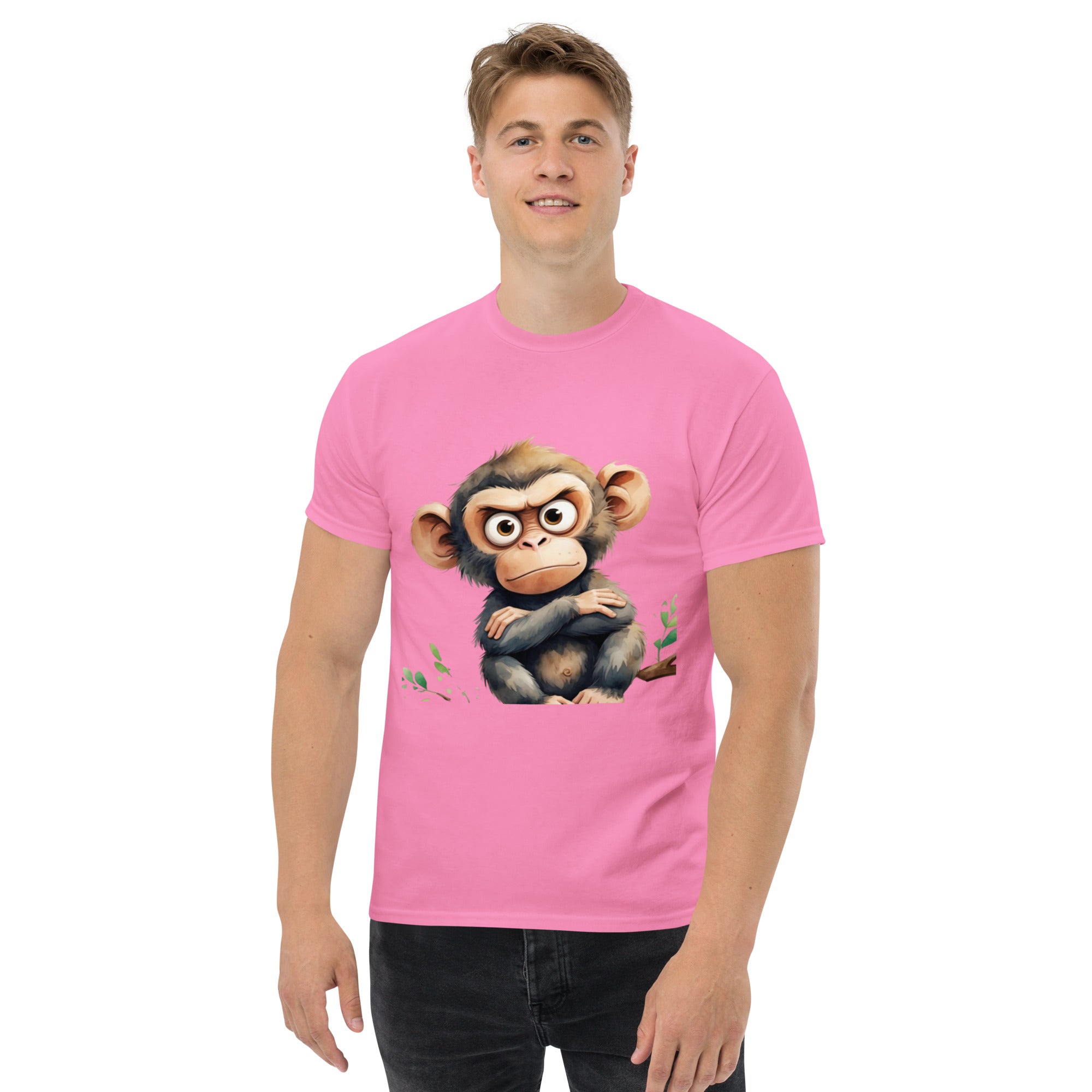 T-Shirt Unisex Stampata 100% Cotone – Confortevole – Design Scimmia Arrabbiata-Biiply