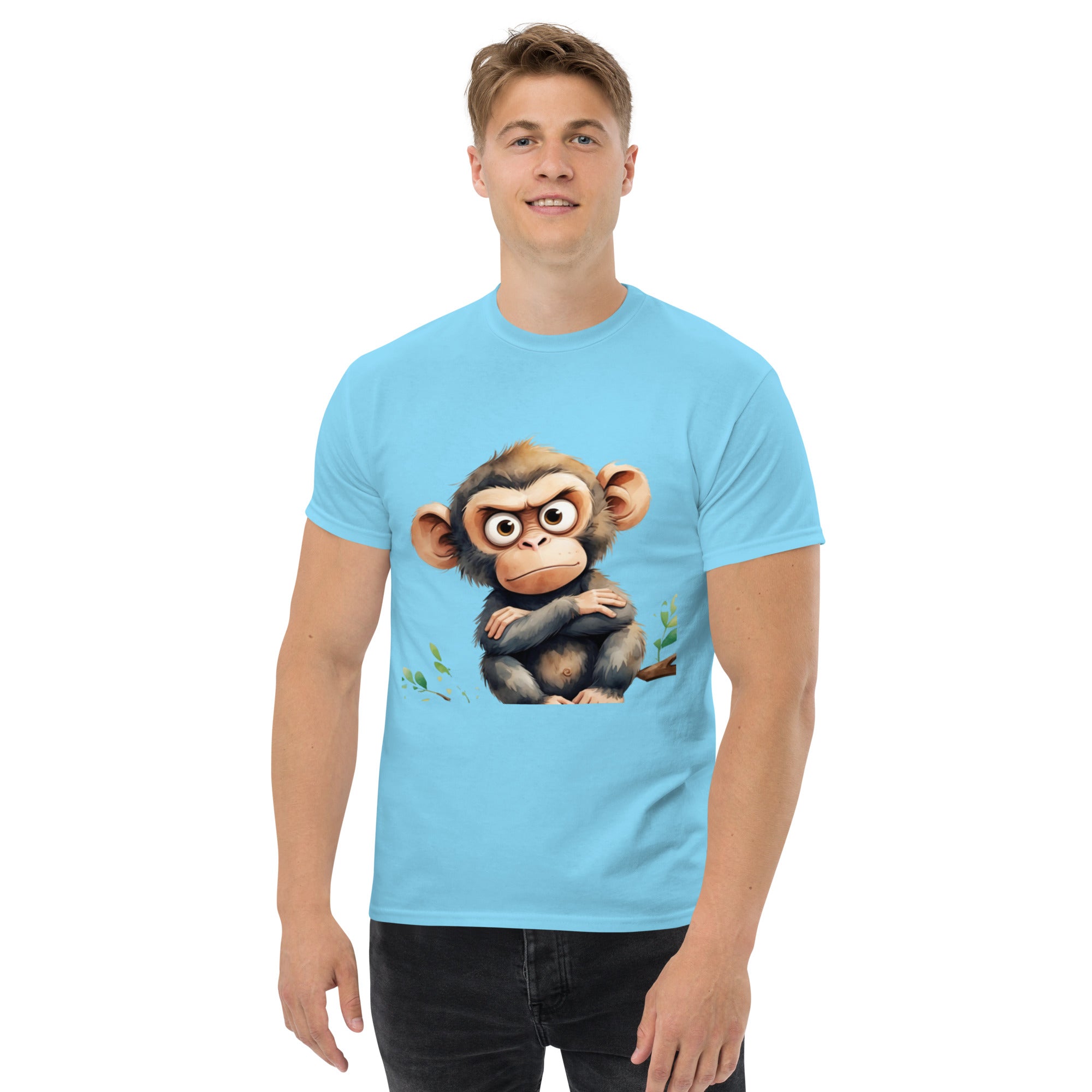 T-Shirt Unisex Stampata 100% Cotone – Confortevole – Design Scimmia Arrabbiata-Biiply