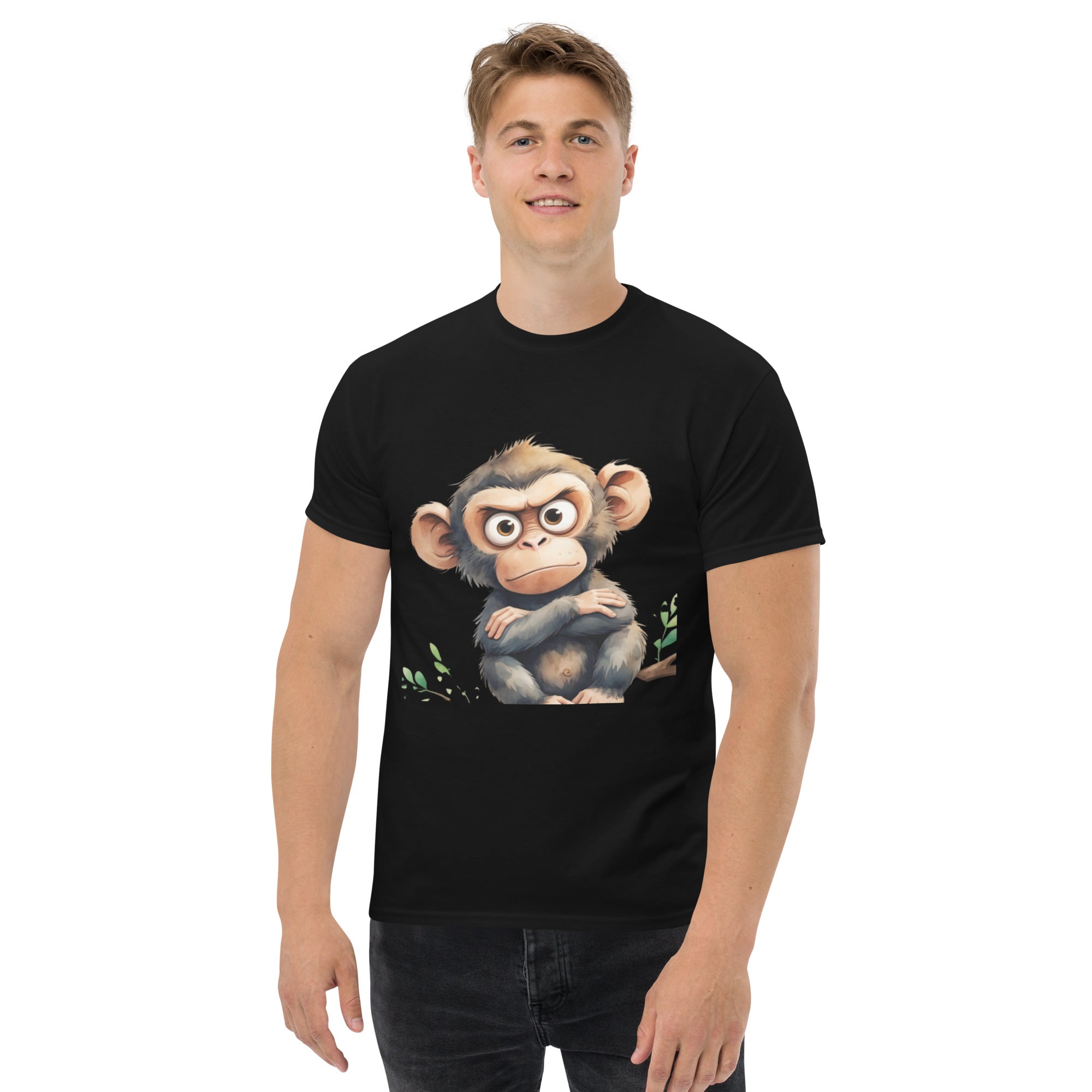 T-Shirt Unisex Stampata 100% Cotone – Confortevole – Design Scimmia Arrabbiata-Biiply
