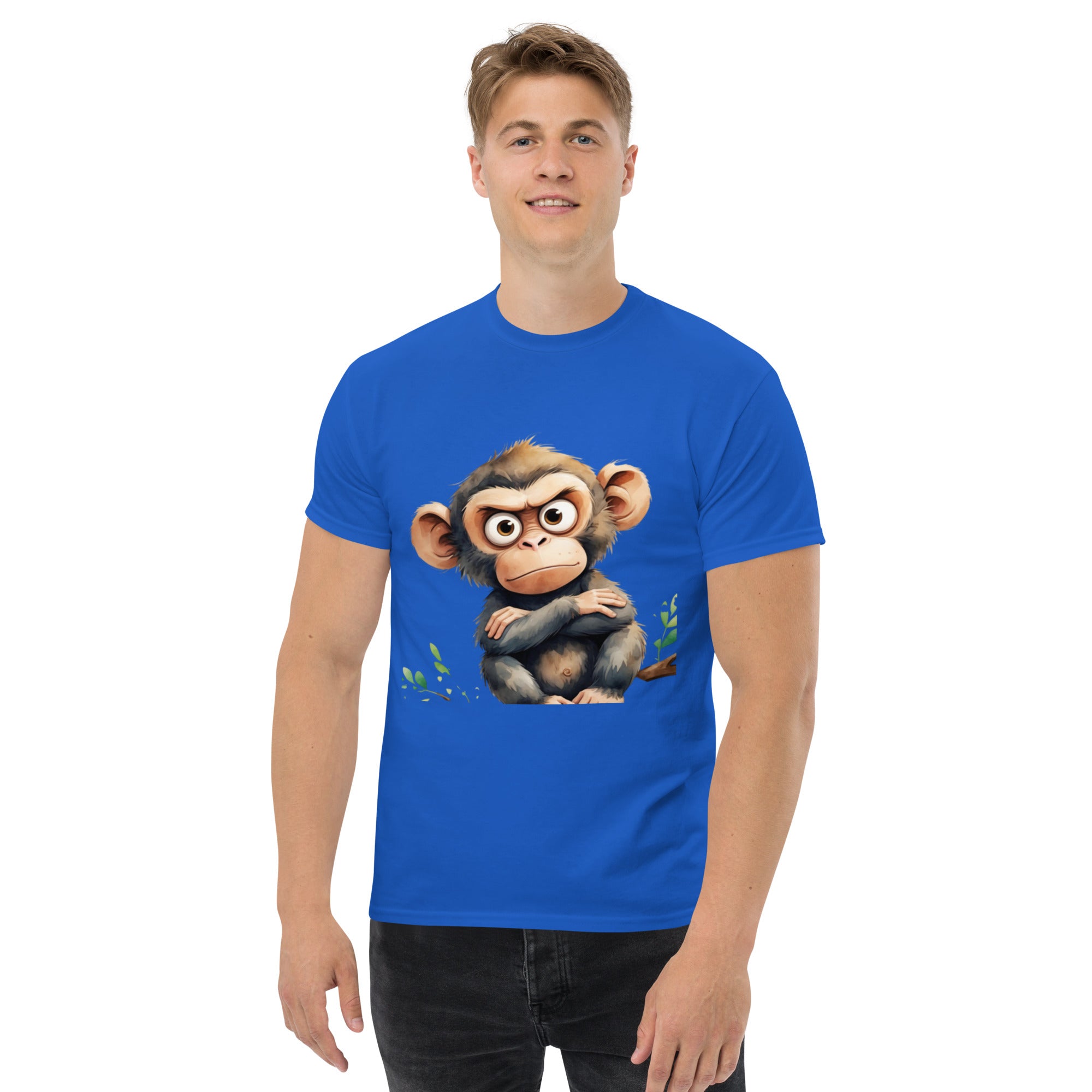 T-Shirt Unisex Stampata 100% Cotone – Confortevole – Design Scimmia Arrabbiata-Biiply