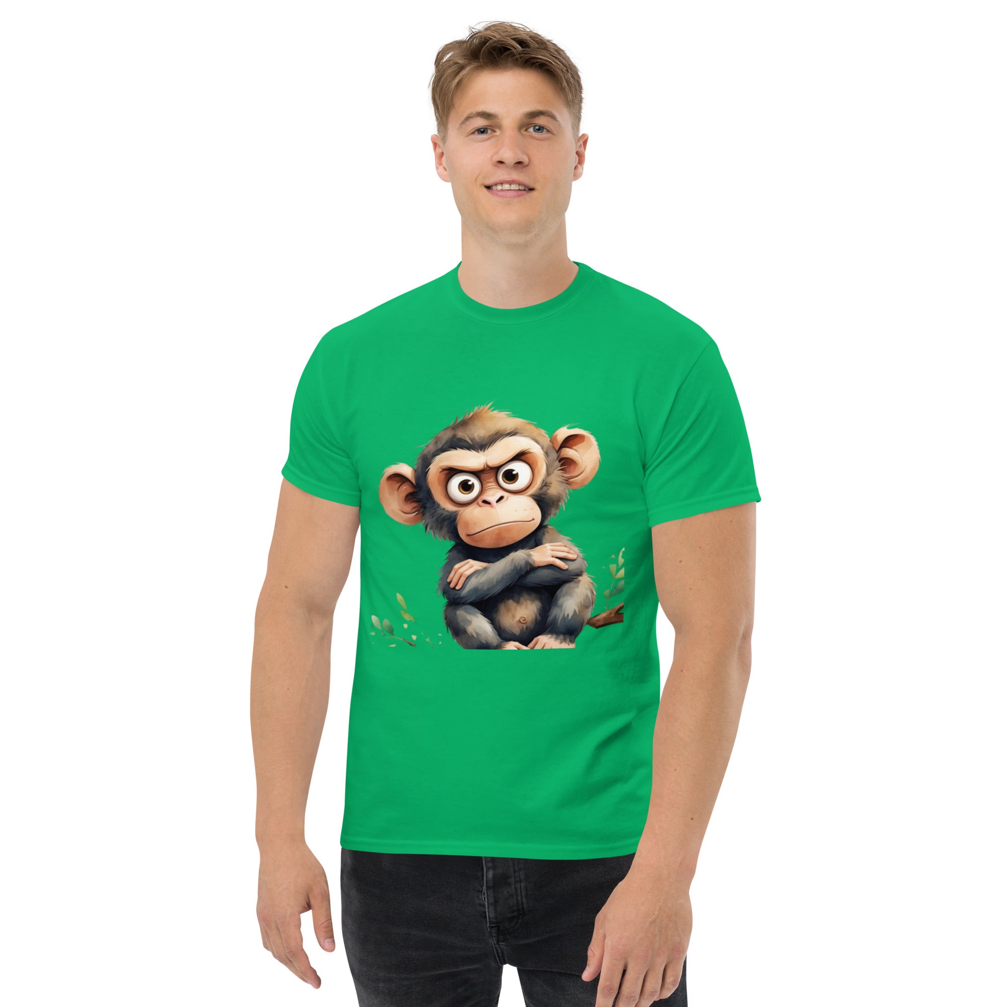T-Shirt Unisex Stampata 100% Cotone – Confortevole – Design Scimmia Arrabbiata-Biiply
